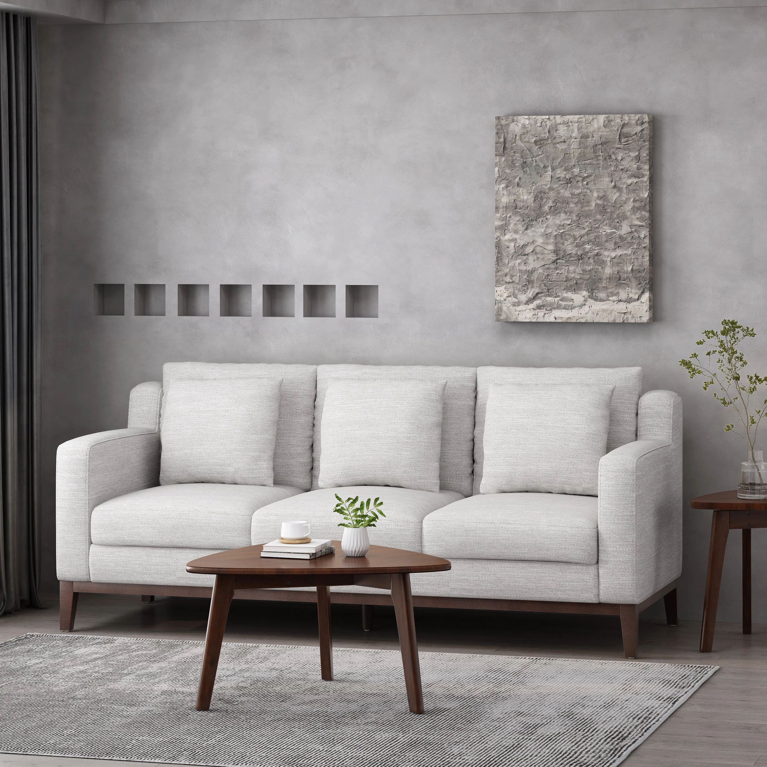 Noxon Contemporary Fabric 3 Seater Sofa with Accent Pillows - furnishings
