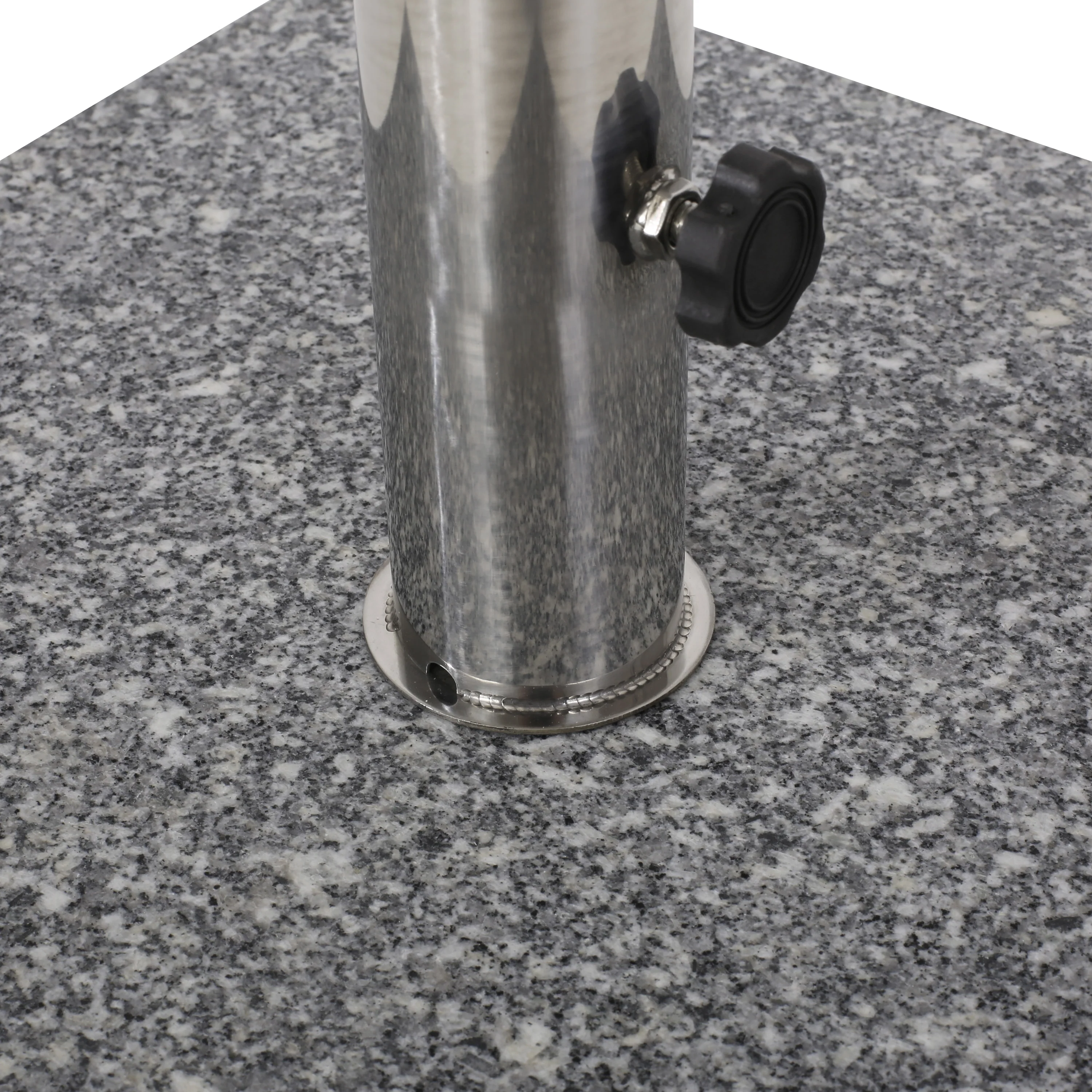 Martino Outdoor Natural Grey Granite and Stainless Steel Umbrella Base - furnishings