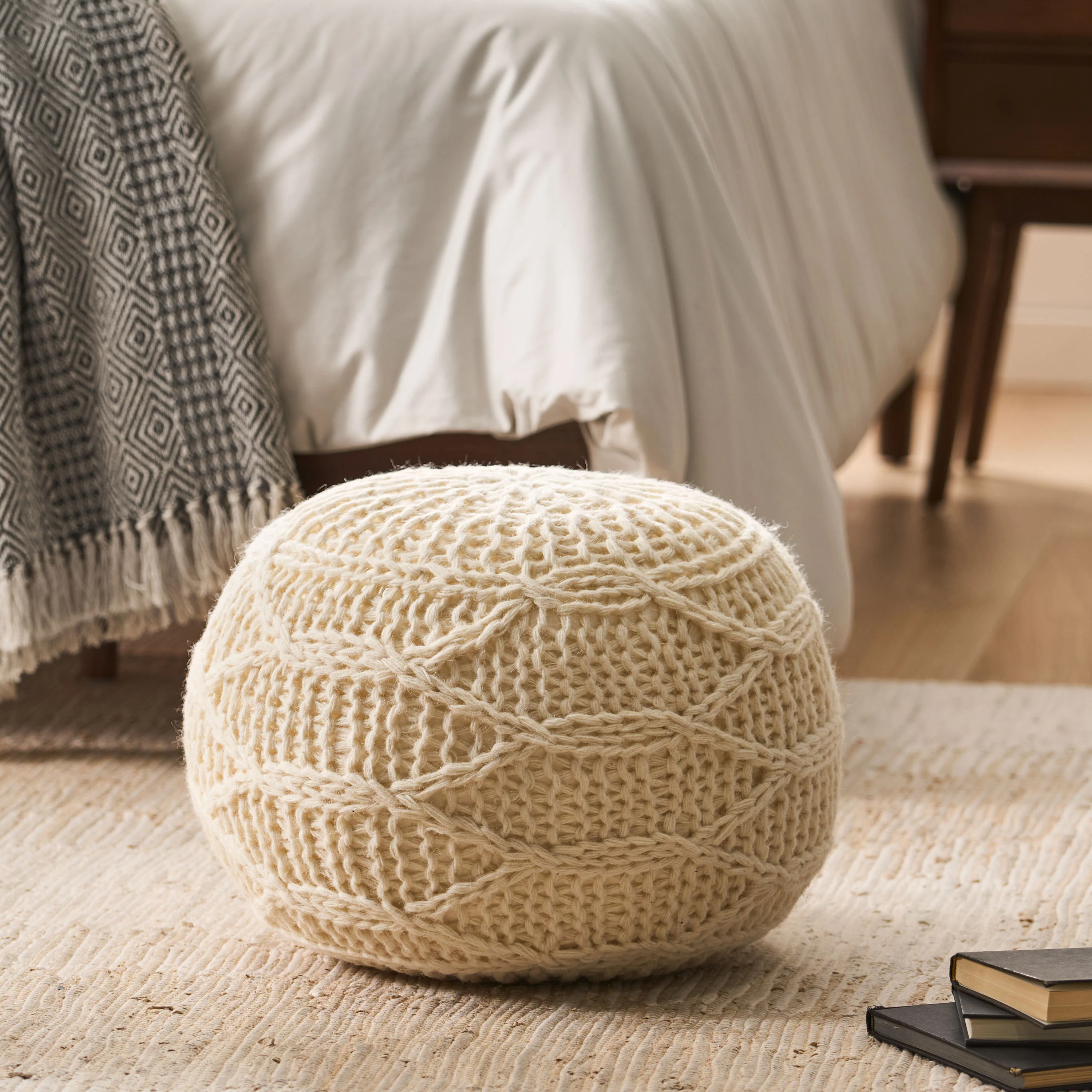 Biljon Handmade Boho Fabric Pouf - furnishings