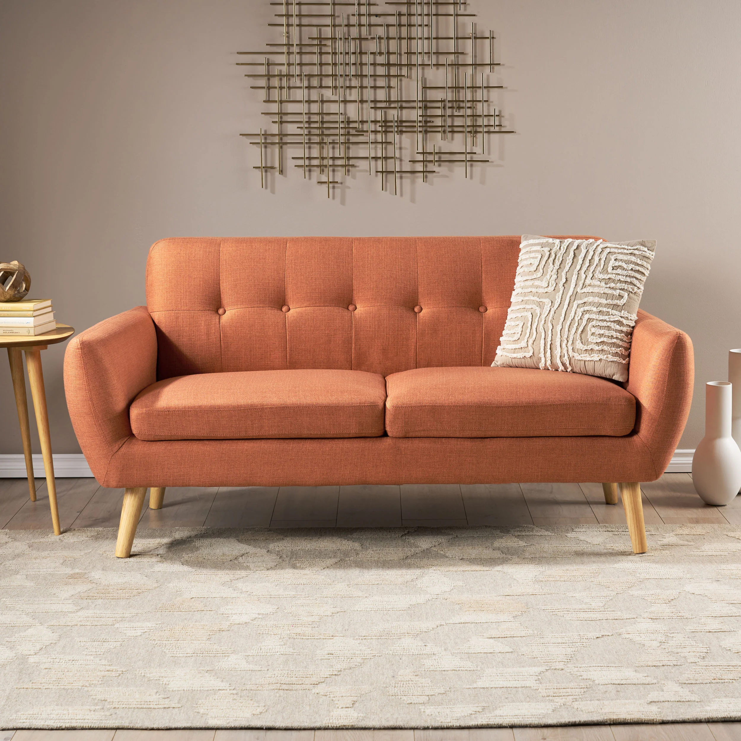 Joseline Mid Century Modern Petite Fabric Love Seat - furnishings