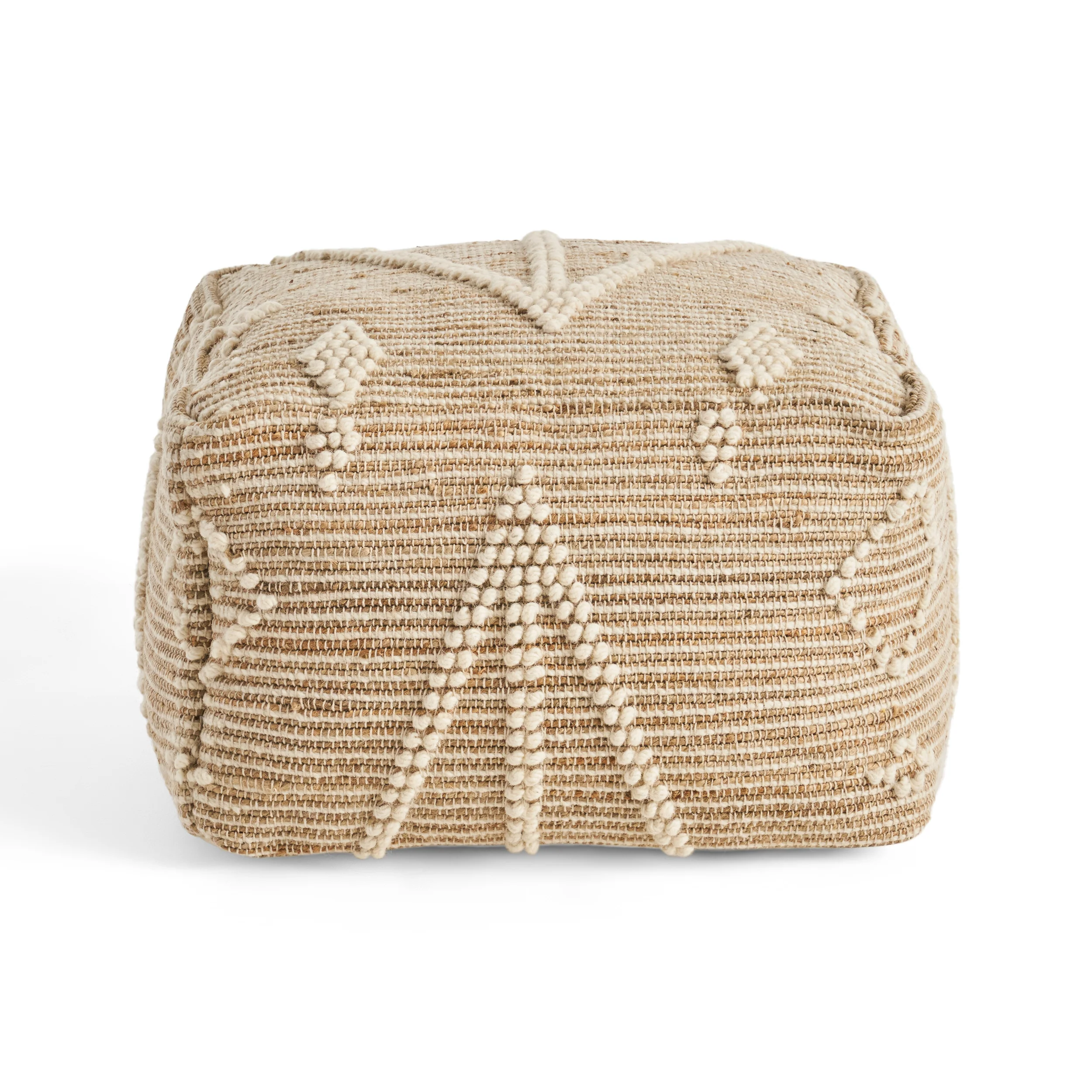 Khalila Boho Wool and Cotton Ottoman Pouf - furnishings
