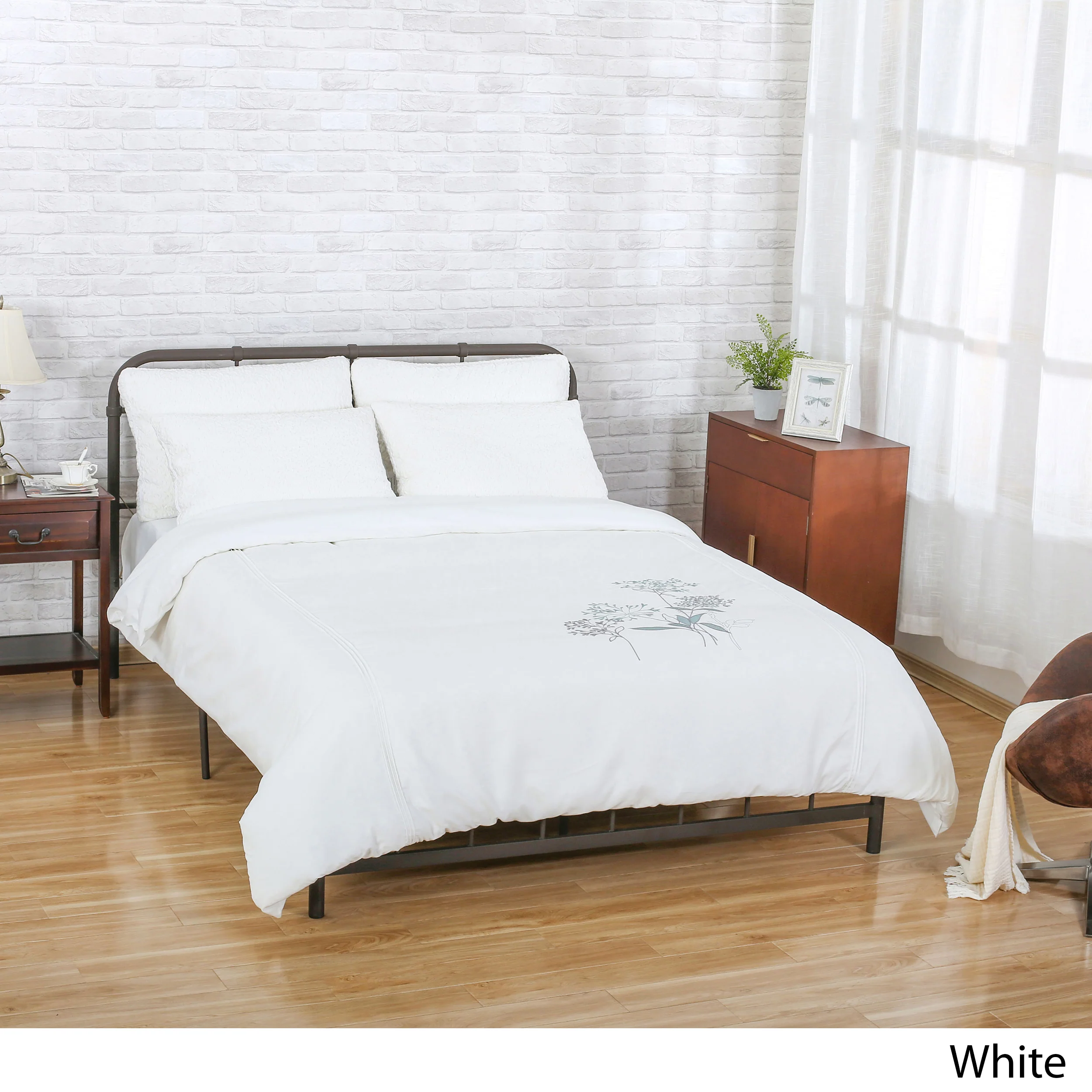 Miley Queen Size Fabric Duvet Cover with Floral Design - furnishings