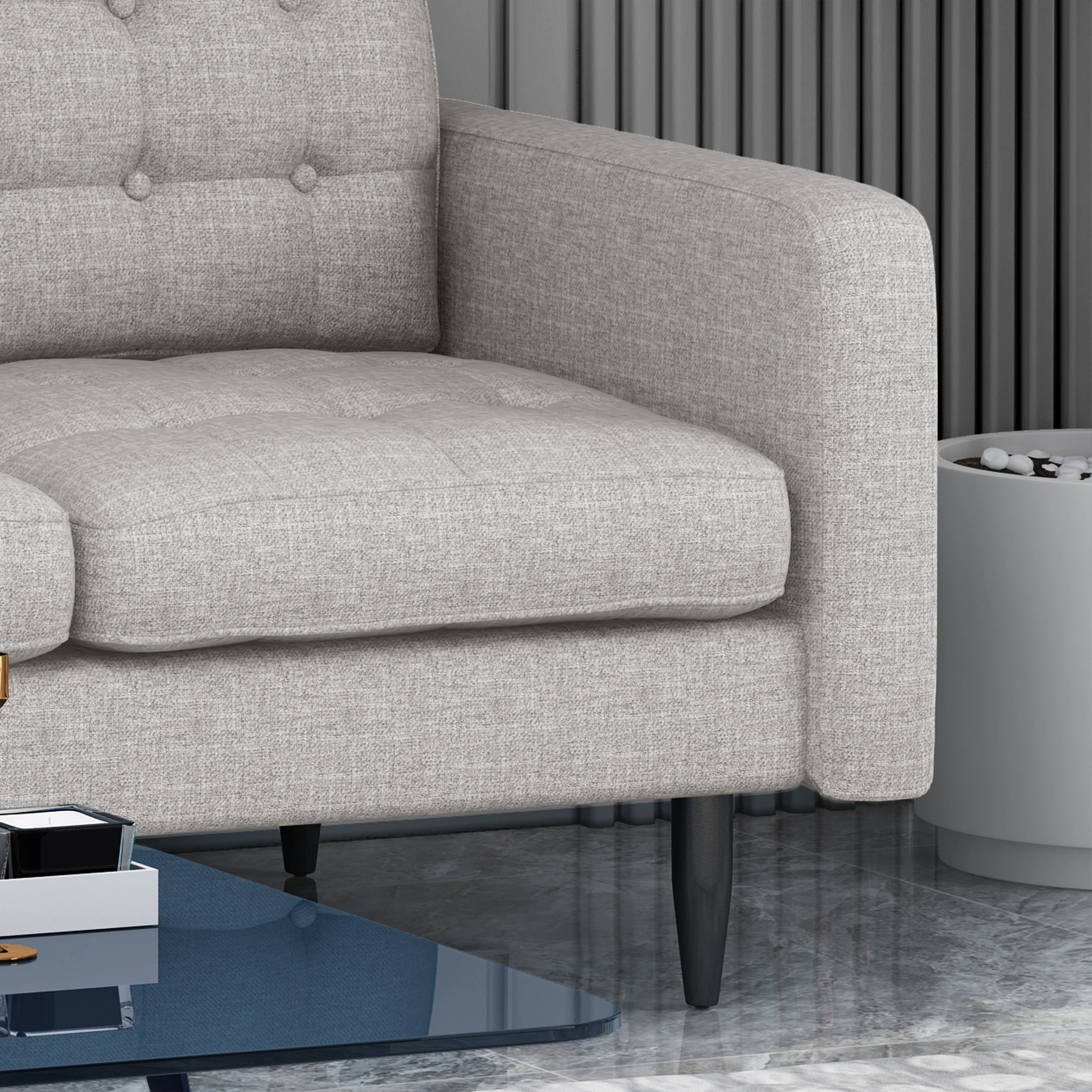 Ayumi Contemporary Tufted Fabric 3 Seater Sofa - furnishings