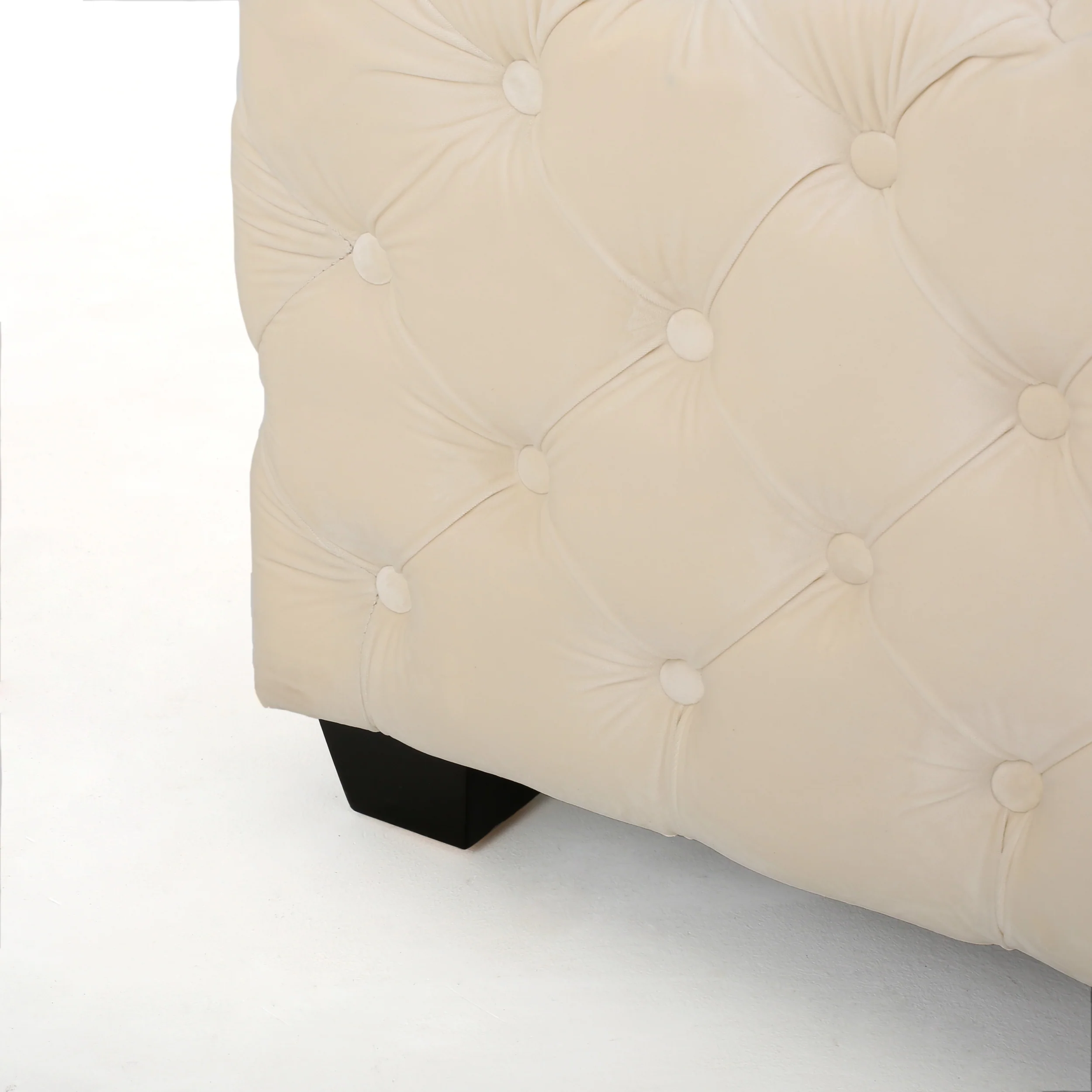 Provence Tufted New Velvet Fabric Ottoman Pouf - furnishings