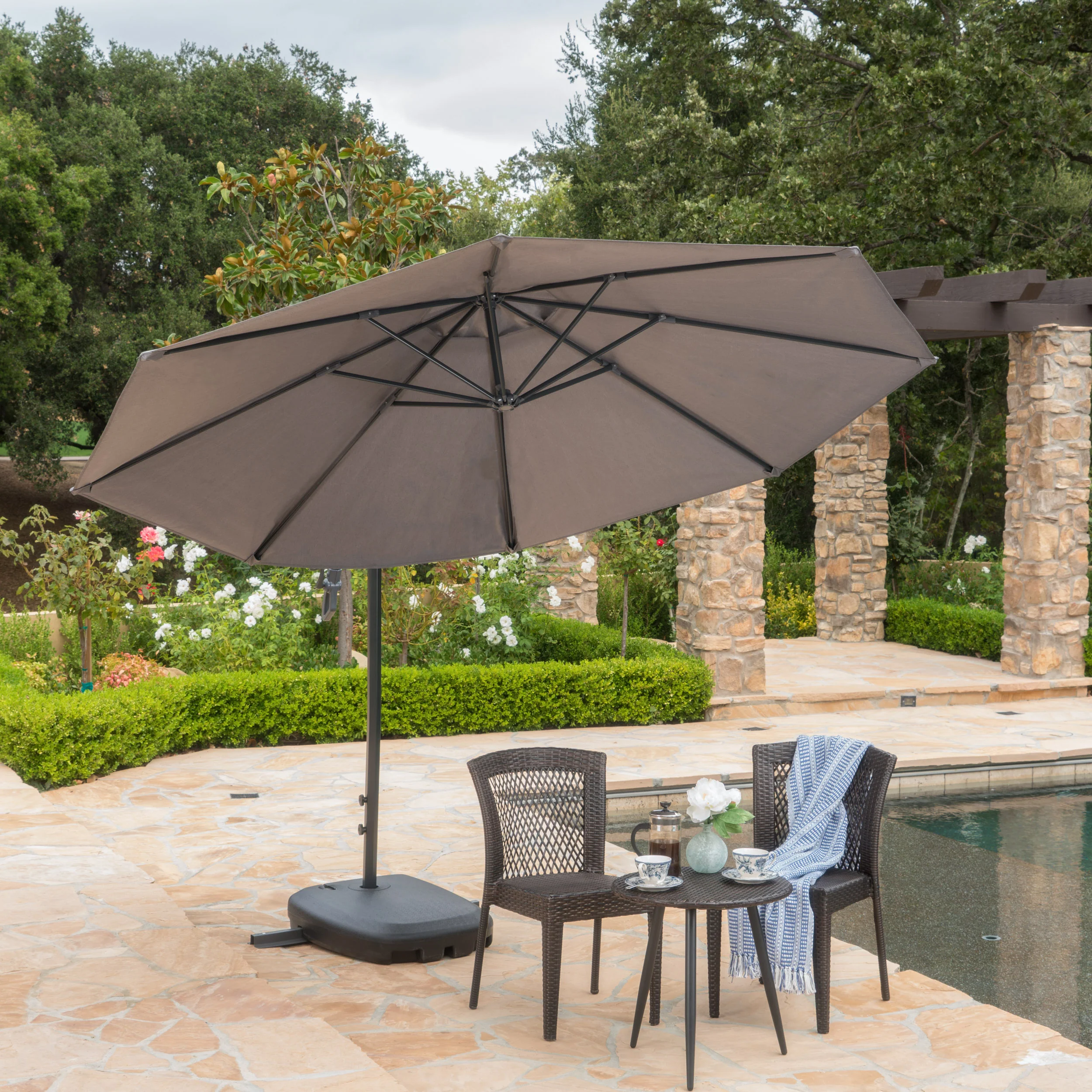 Sahara Outdoor Water Resistant Canopy w/ Plastic Base Aluminum Pole - furnishings