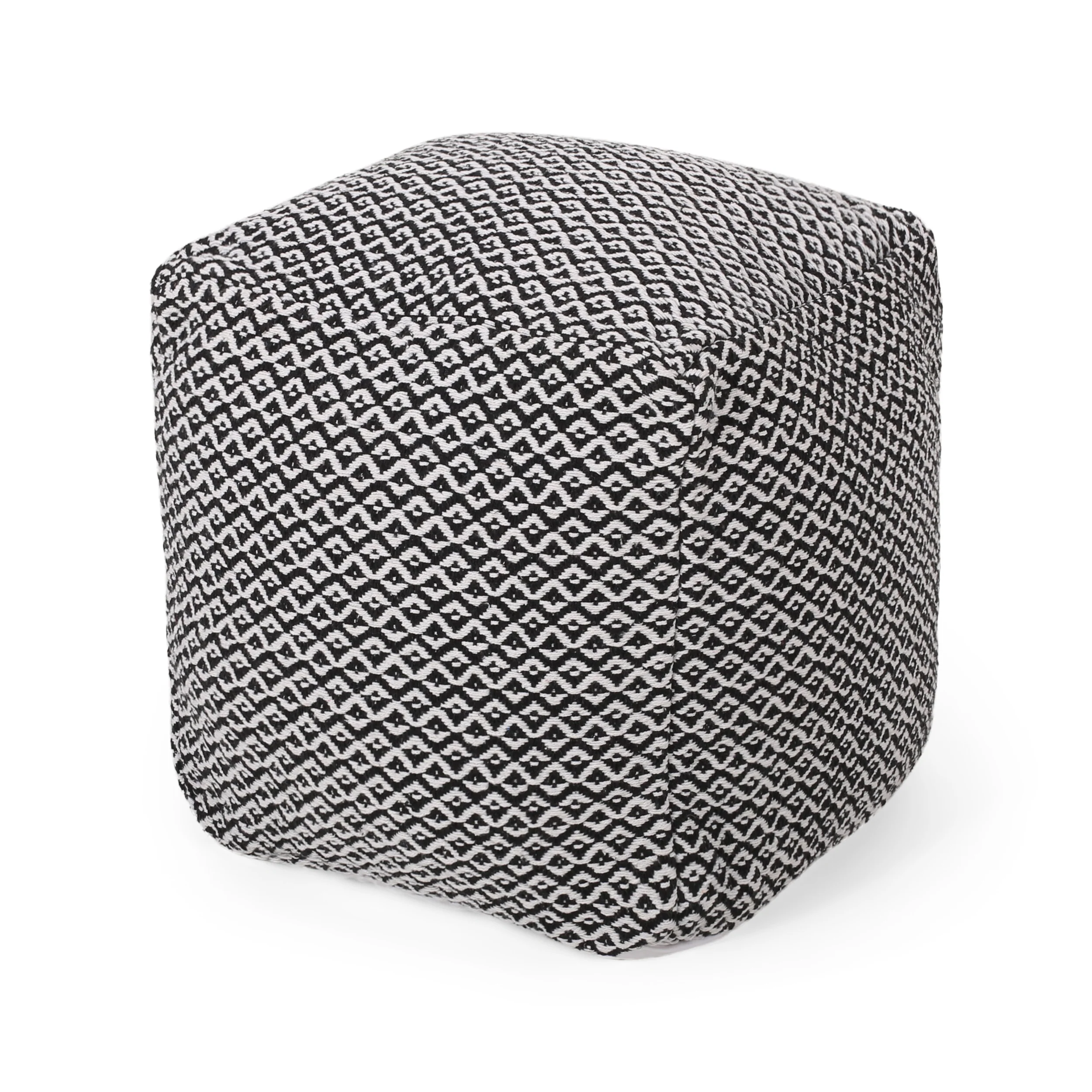 Barak Boho Fabric Cube Pouf - furnishings