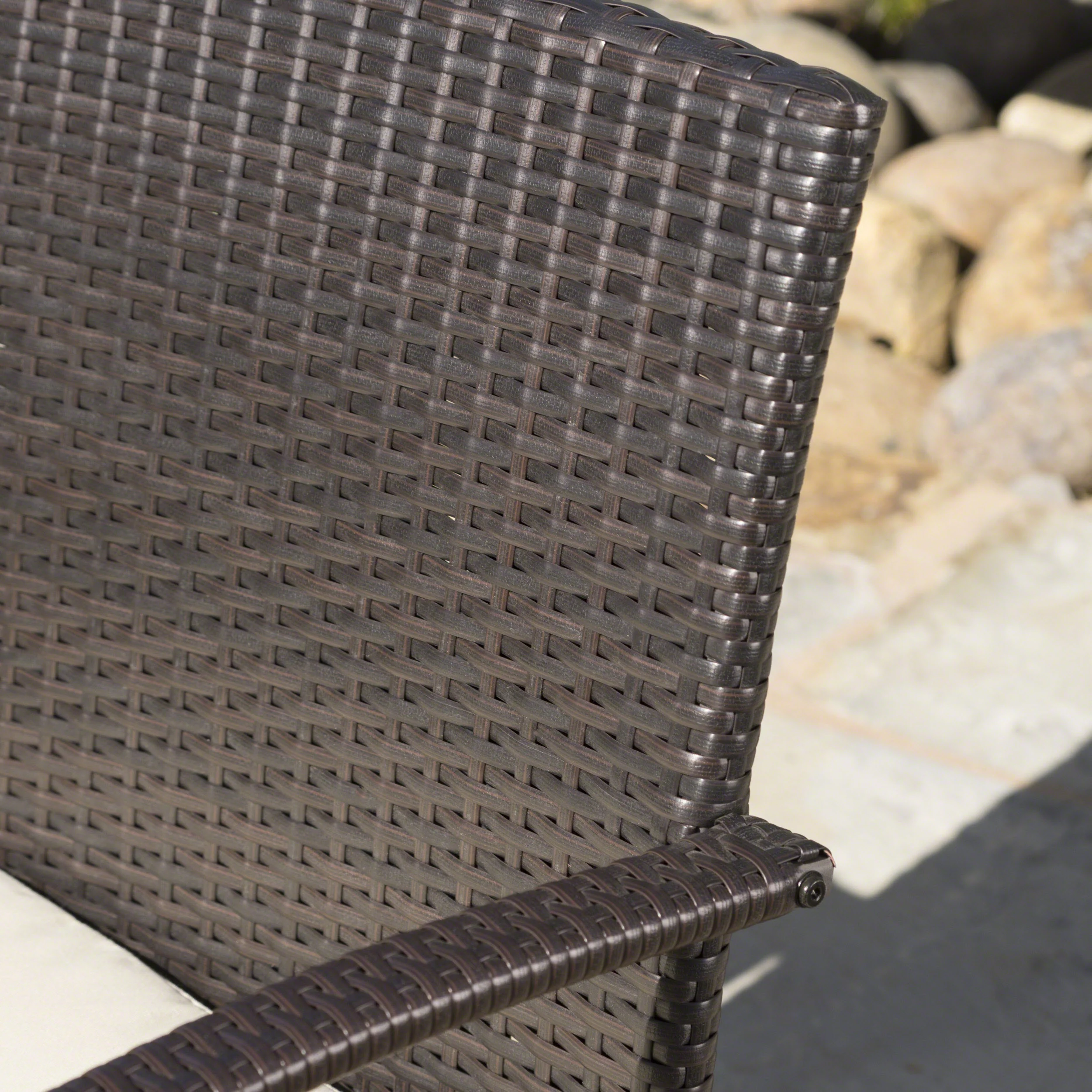 Carpenter Outdoor 7 Piece Multi-brown Wicker Dining Set with Cr?§?§me Cushions - furnishings