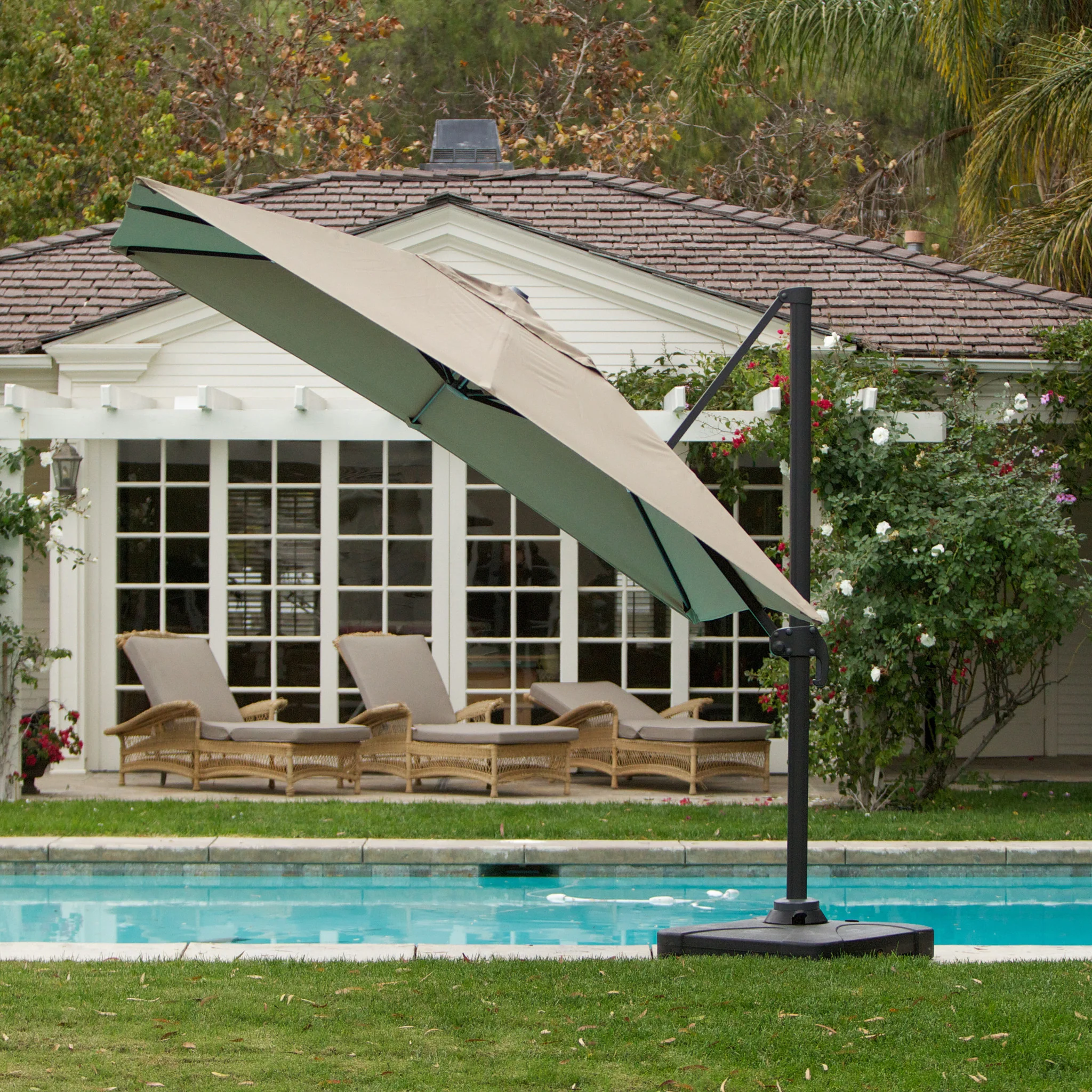 Bayside Outdoor 9.8 Foot Umbrella with Stand & Base - furnishings