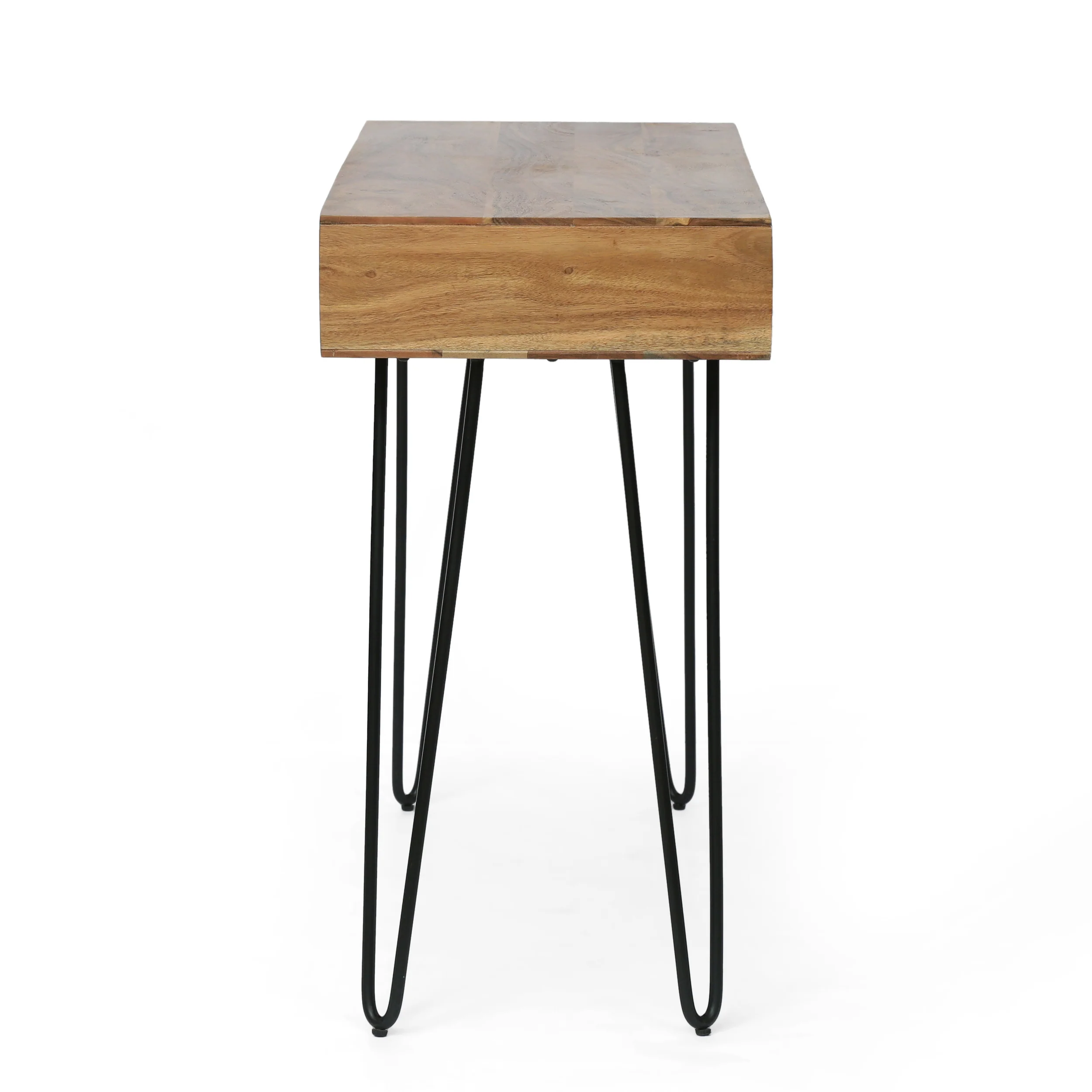 Reidsville Modern Industrial Handcrafted Acacia Wood Storage Desk with Hairpin Legs - furnishings