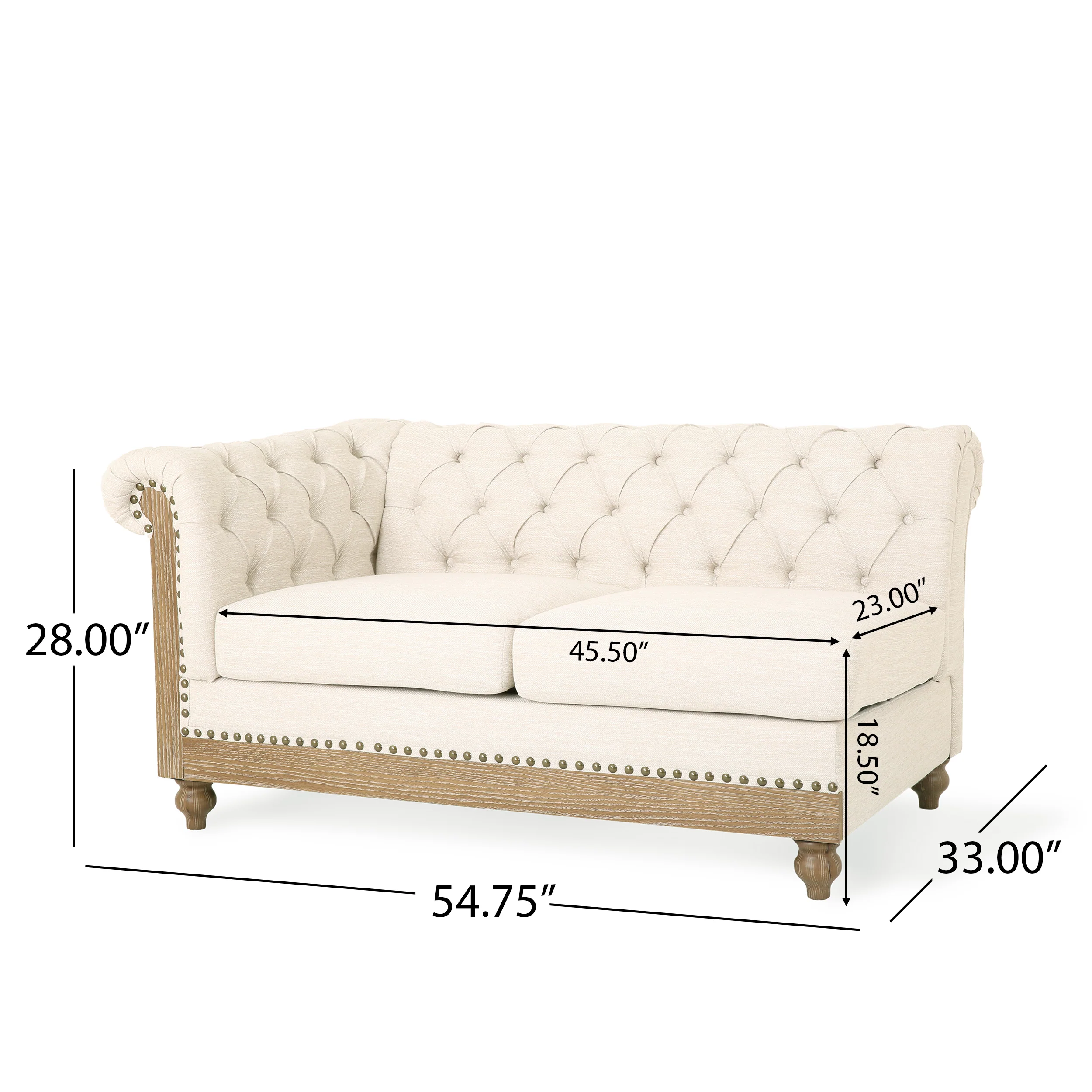 Alejandro Chesterfield Tufted Fabric 5 Seater Sectional Sofa with Nailhead Trim - furnishings