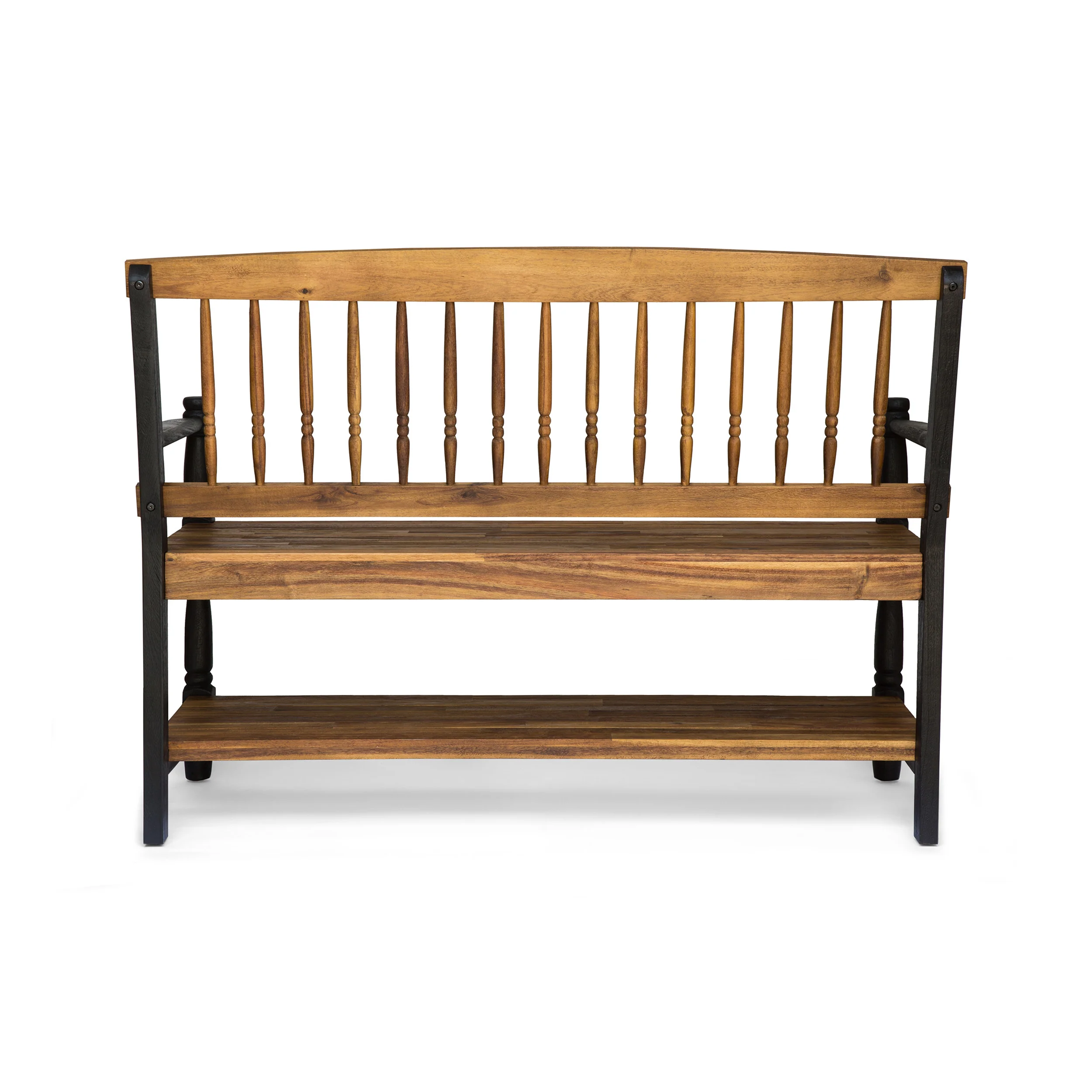 Daphne Outdoor Acacia Wood Bench with Shelf - furnishings