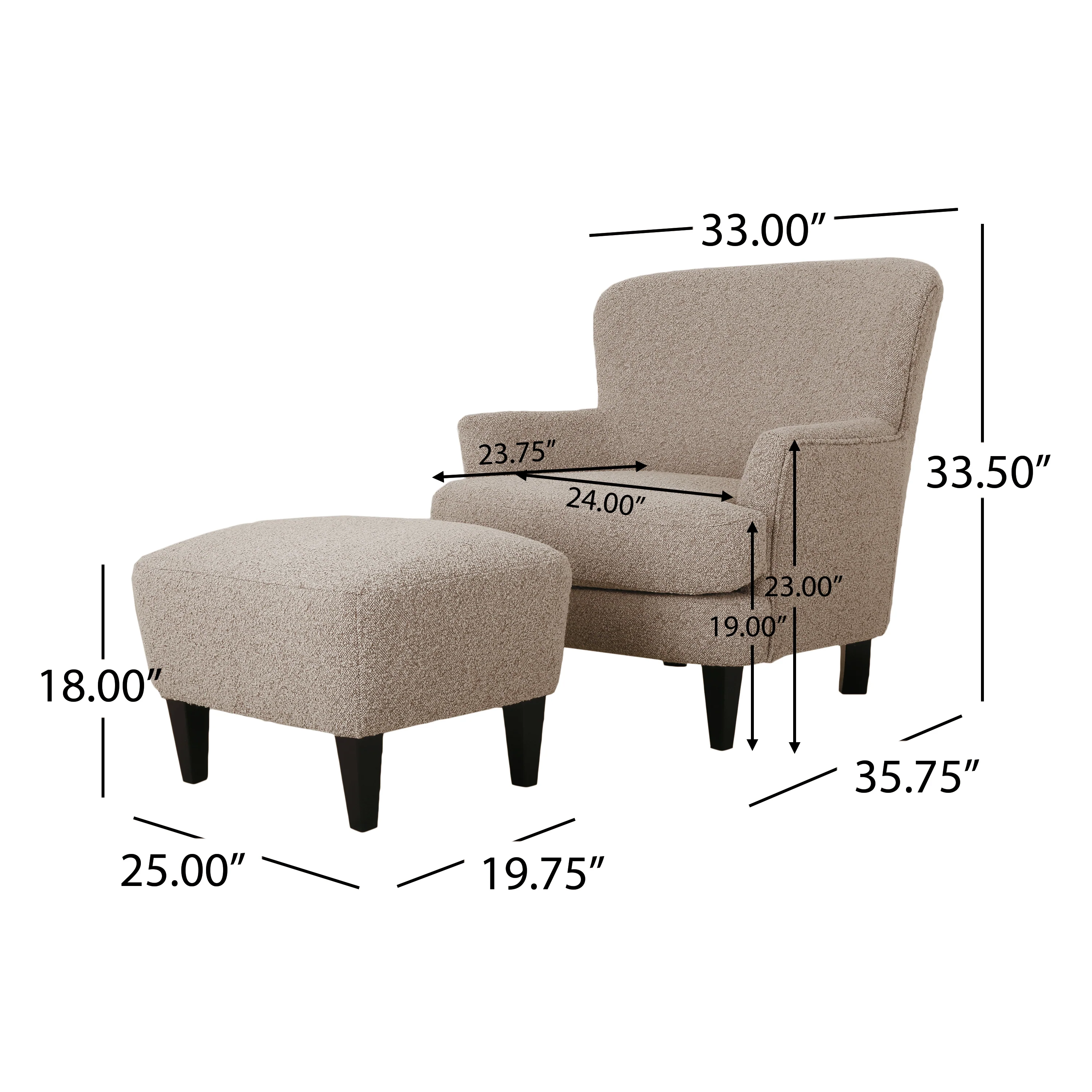 Gerald Boucle Upholstered Club Chair and Ottoman Set - furnishings
