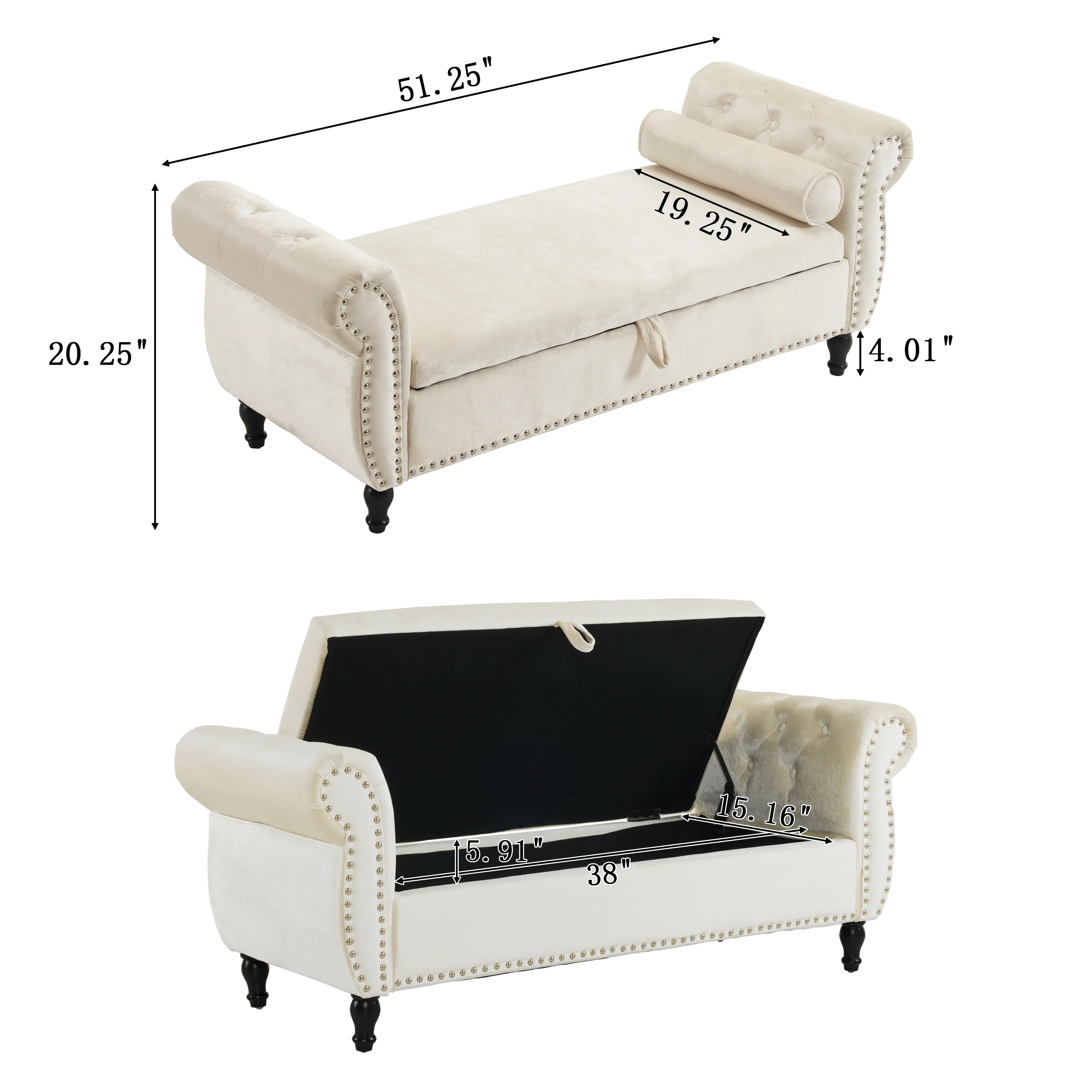 Luffy Upholstered Storage Ottoman Bench - furnishings