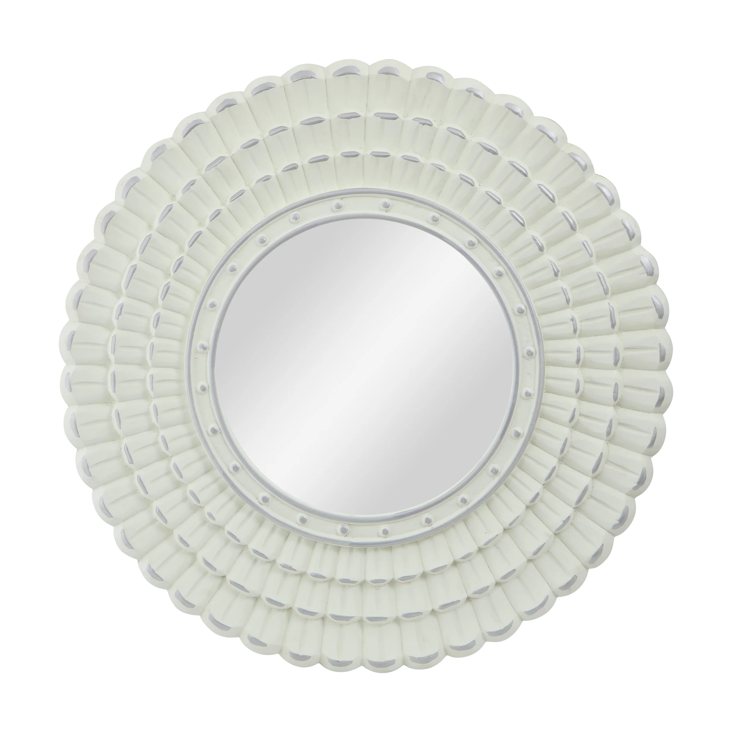 Harriet Modern Round Mirror with Carved Frame - furnishings