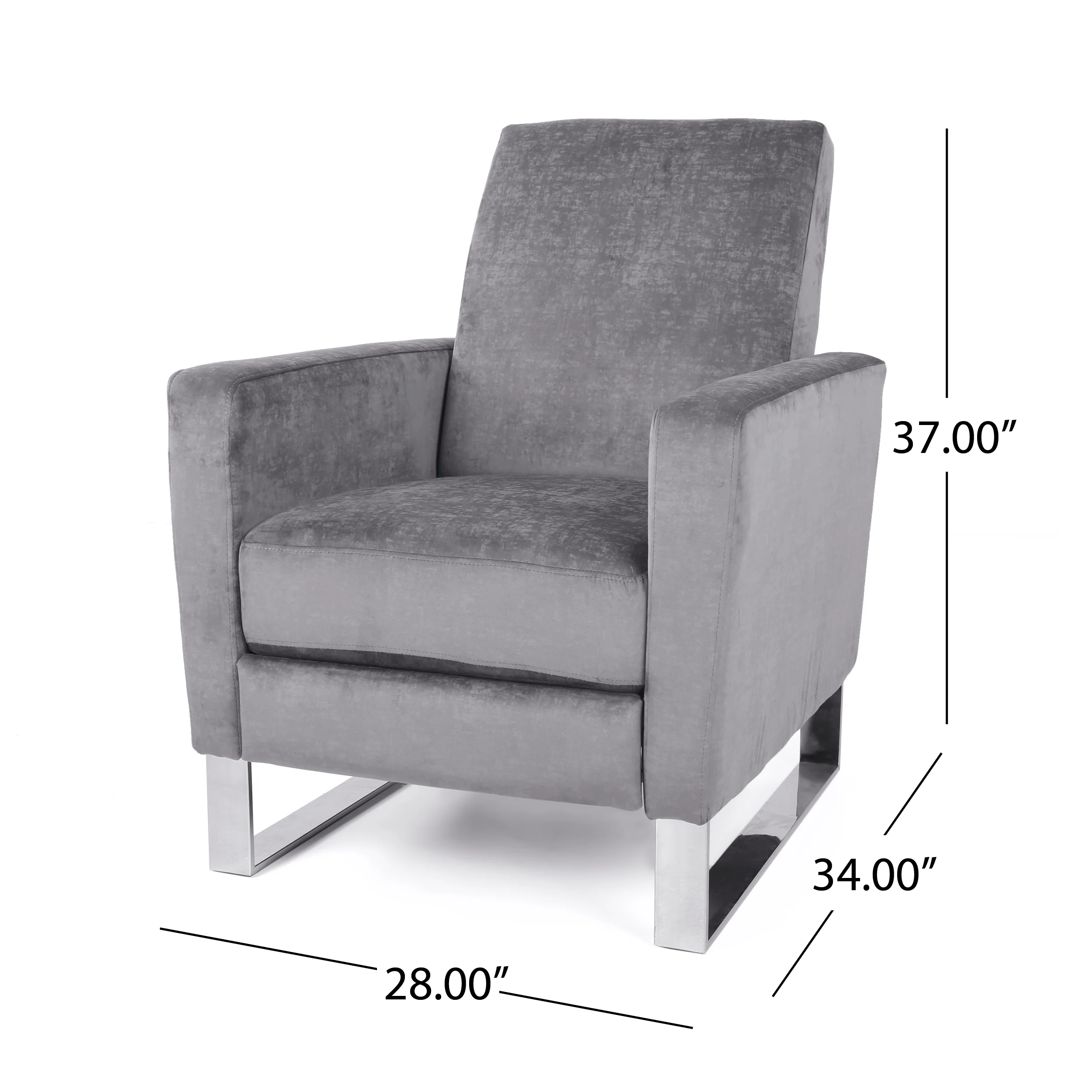 Arvin Modern Push Back High Leg Recliner with Stainless Steel Legs - furnishings
