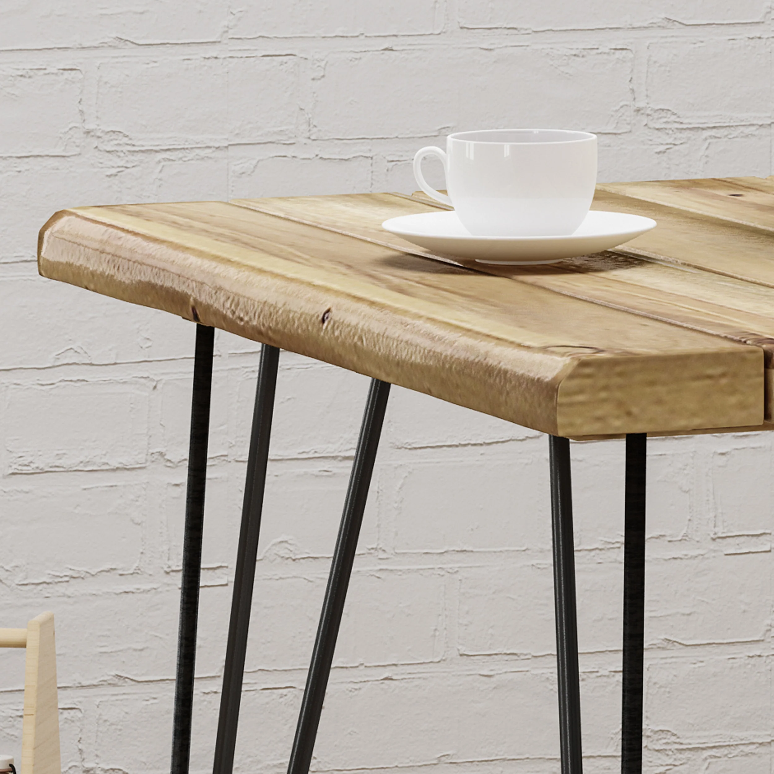 Avy Indoor/Outdoor Industrial Acacia Wood Dining Table, Teak and Rustic Metal - furnishings