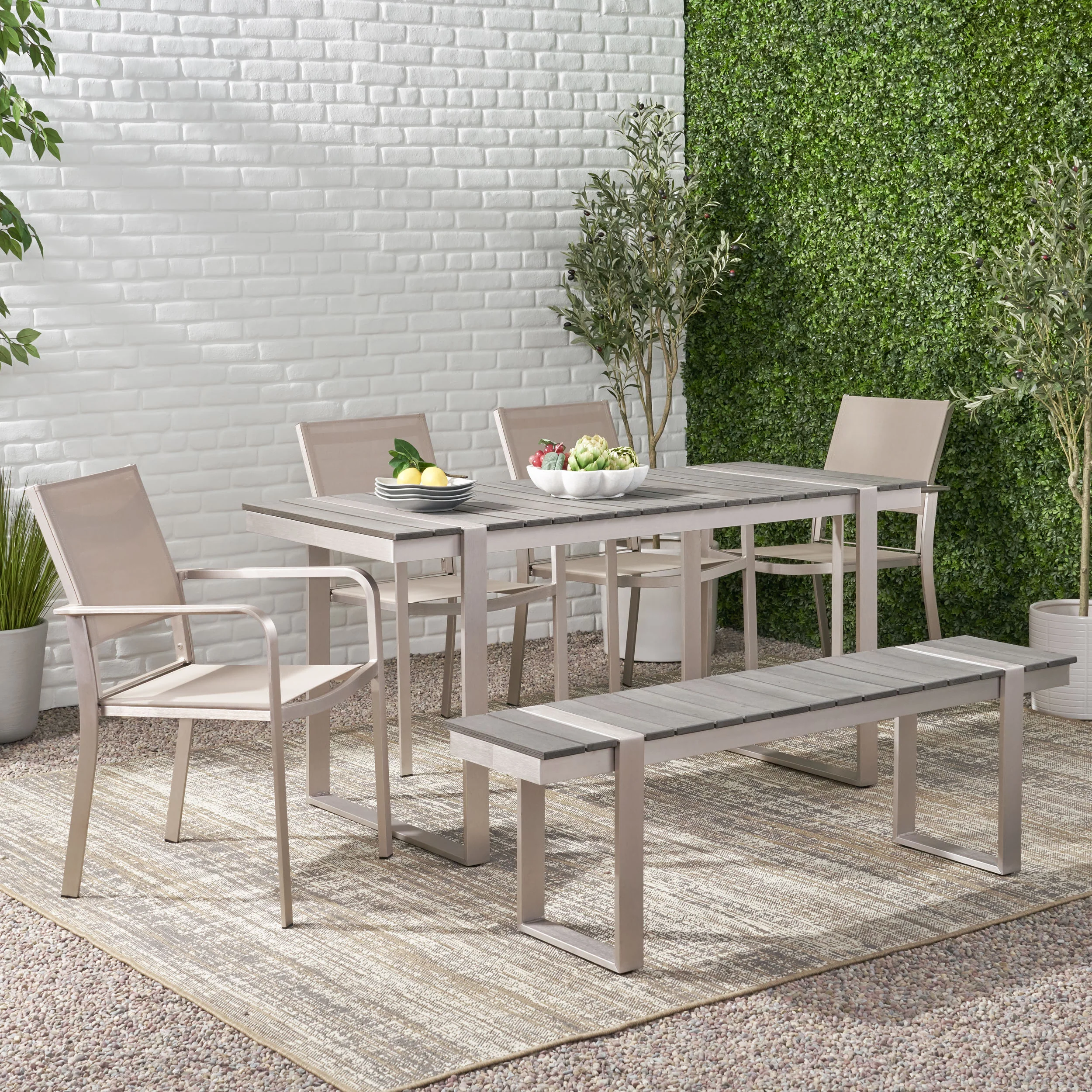 Watts Outdoor 6 Piece Aluminum Dining Set - furnishings