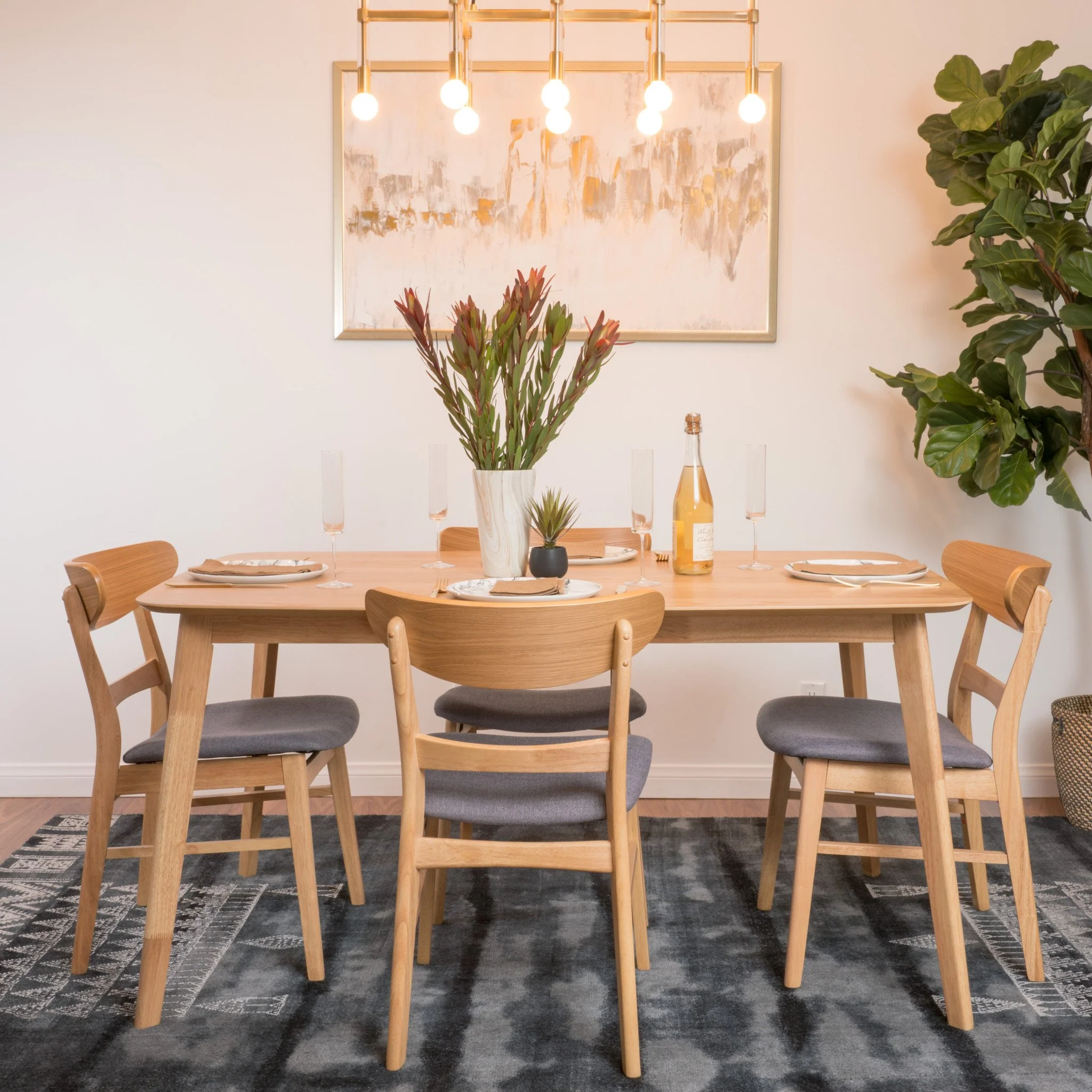 Helen Mid-Century Modern 5 Piece Dining Set - furnishings