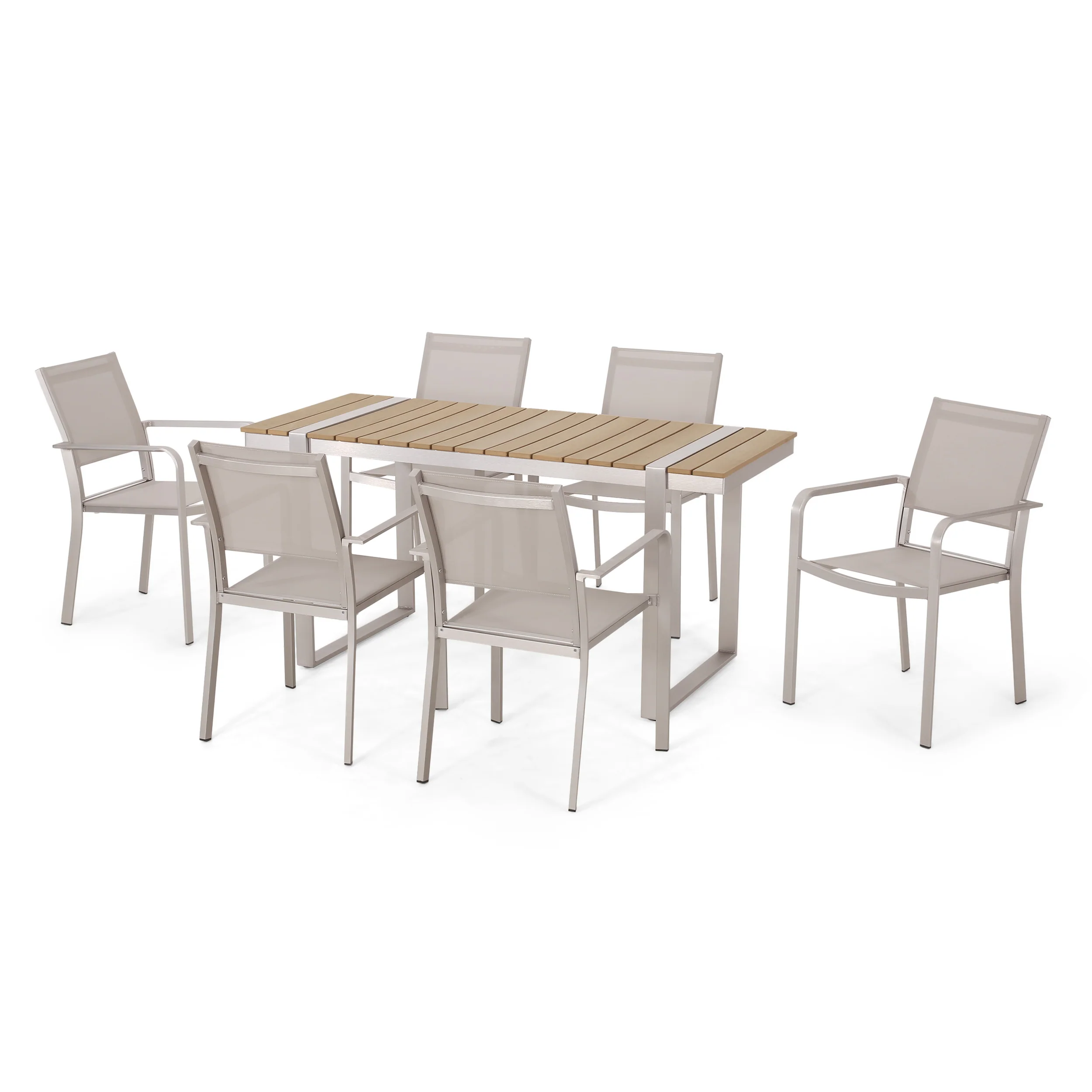 Otero Outdoor 7 Piece Aluminum Dining Set - furnishings