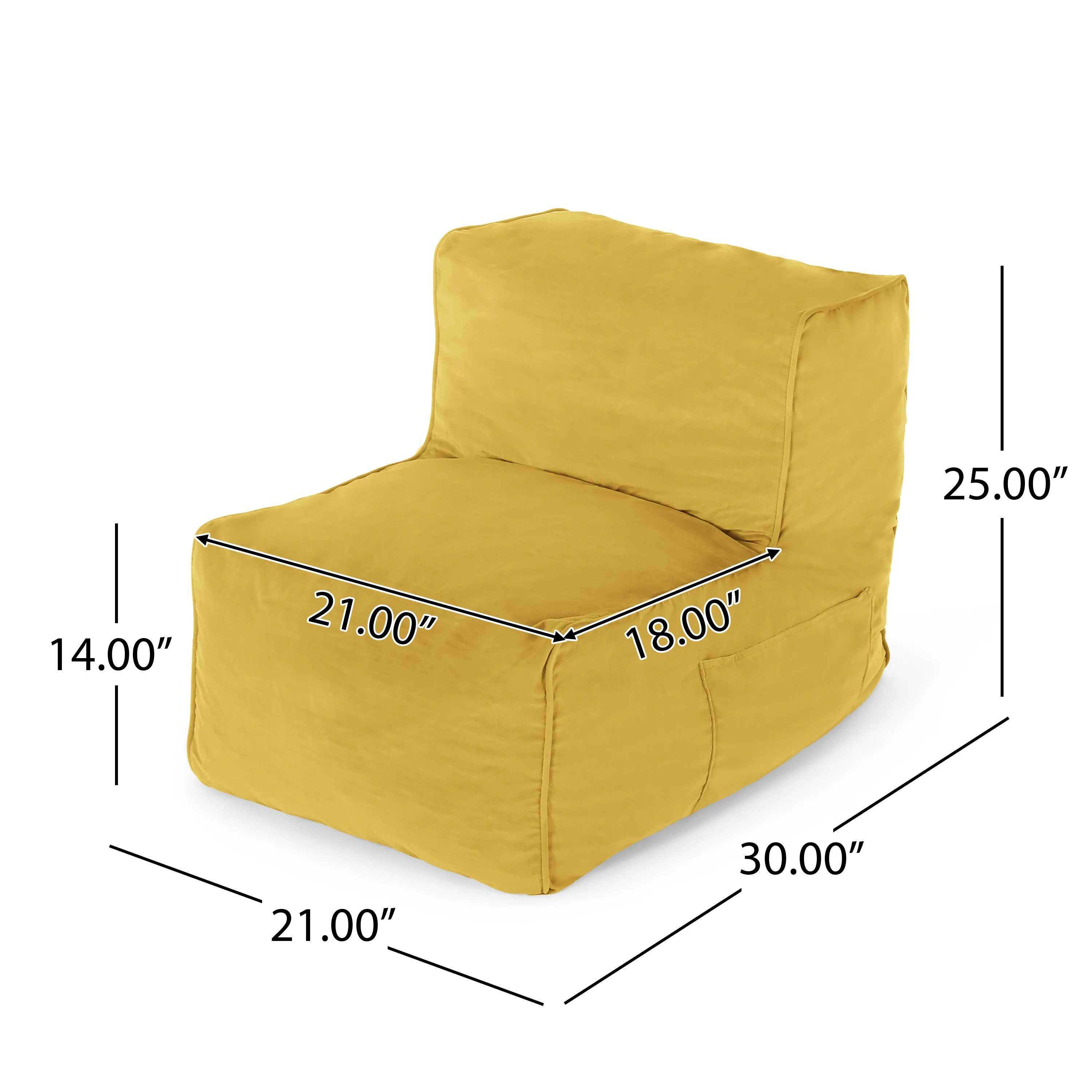 Caraway Modern Velvet Bean Bag Chair - furnishings