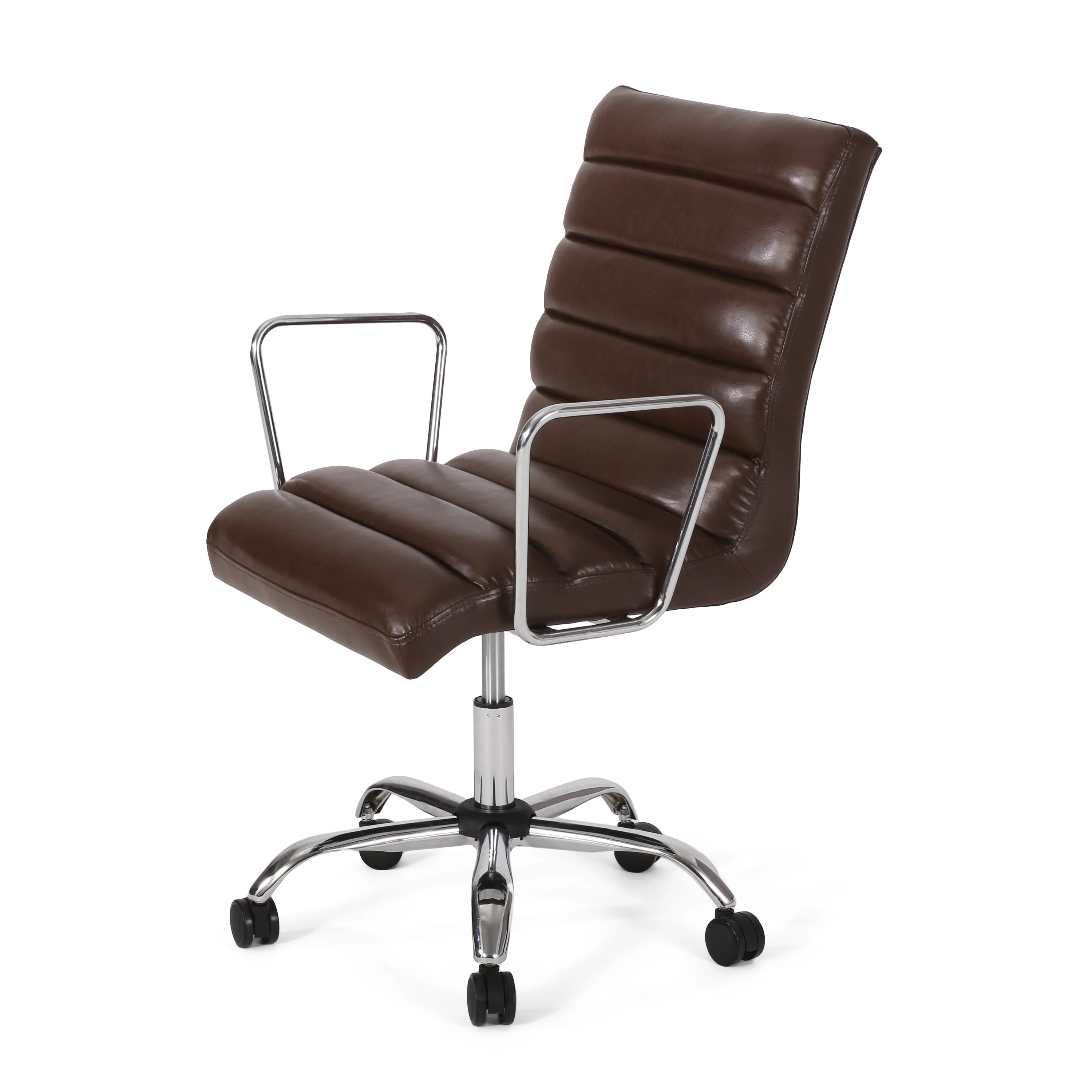 Gilmans Contemporary Faux Leather Channel Stitch Swivel Office Chair - furnishings