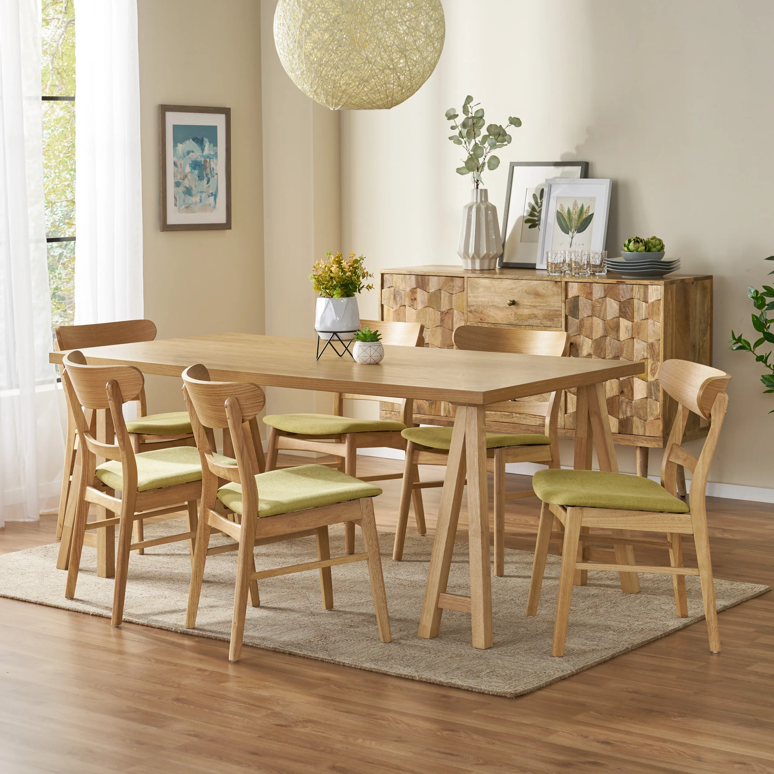 Randal Mid-Century Modern 7 Piece Dining Set - furnishings