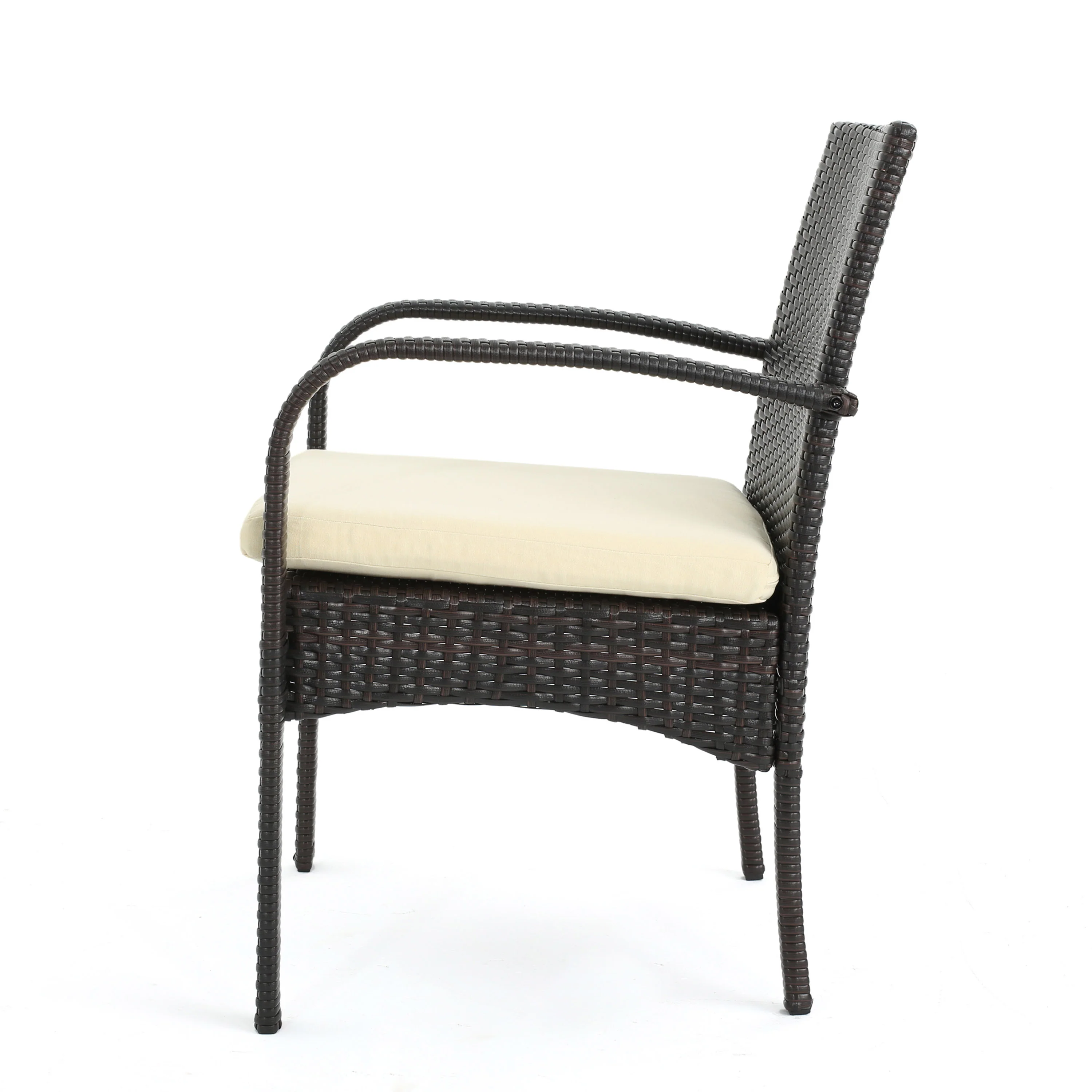 Camryn Outdoor 6-Seater Acacia Wood Dining Set with Wicker Chairs, Sandblast Natural Finish and Multi Brown and Cream - furnishings