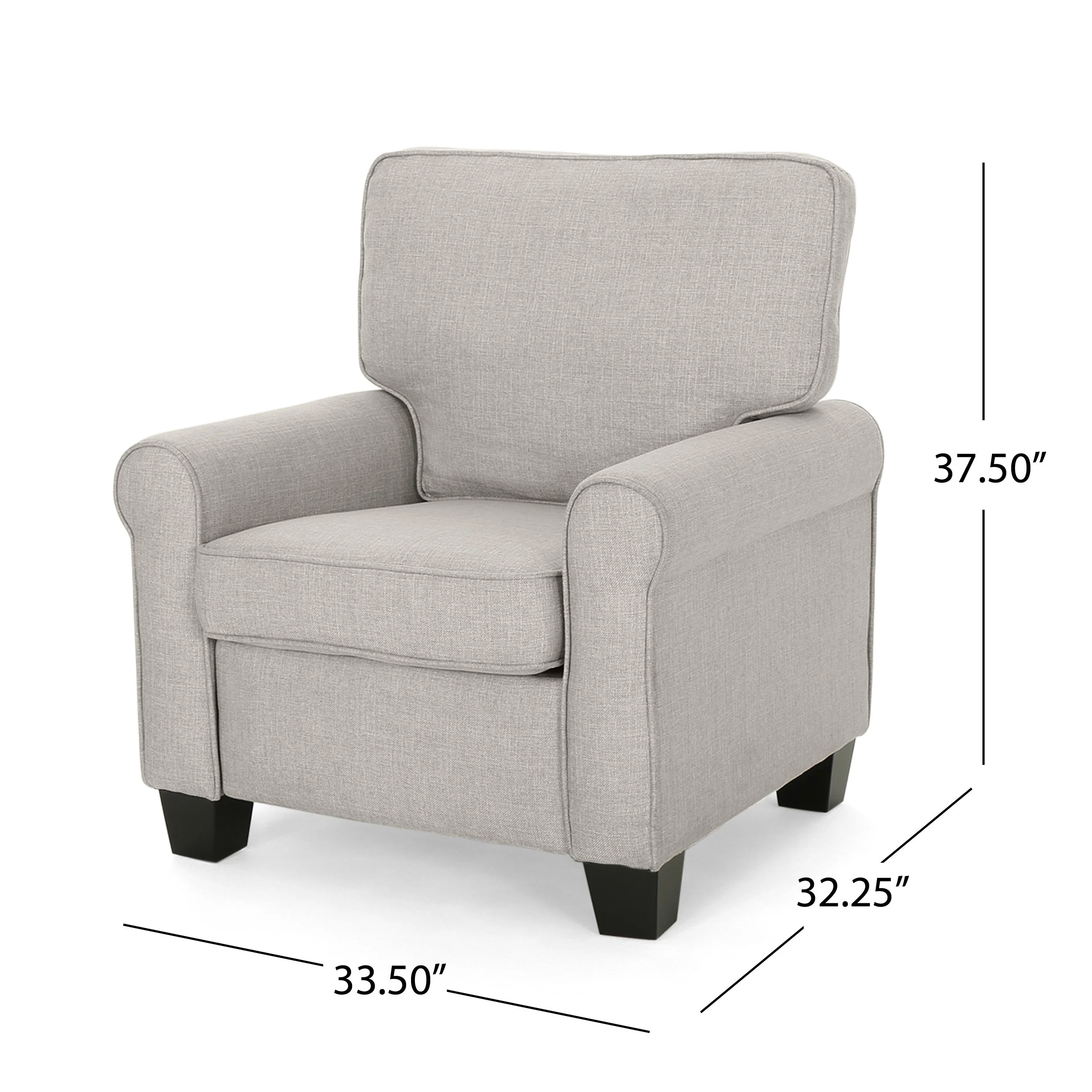 Patricia Contemporary Scrolled Arm Upholstered Fabric Club Chair w/ Tonal Piping - furnishings