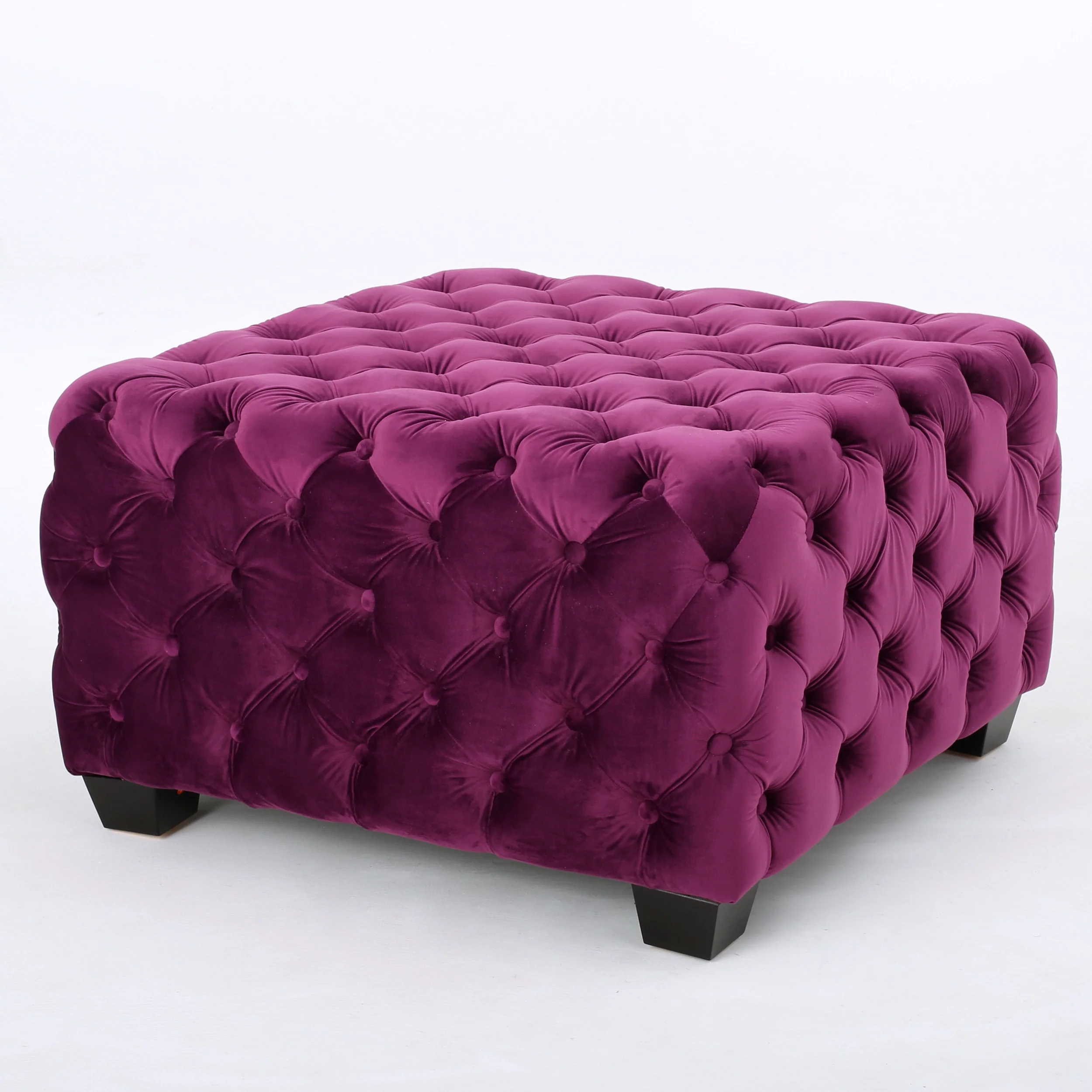 Provence Tufted New Velvet Fabric Ottoman Pouf - furnishings