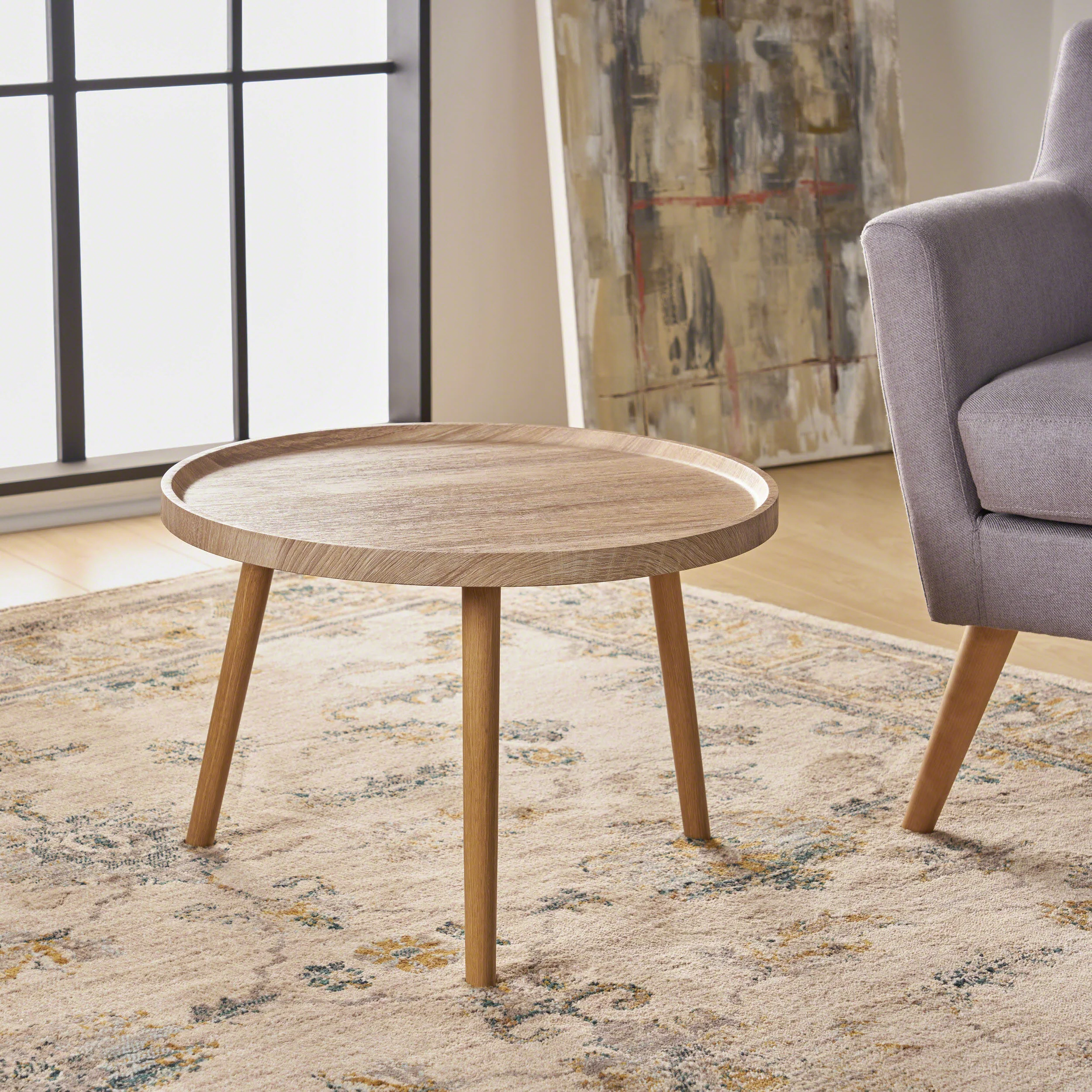 Gary Traditional Faux Wood Side Table, Oak Finish - furnishings