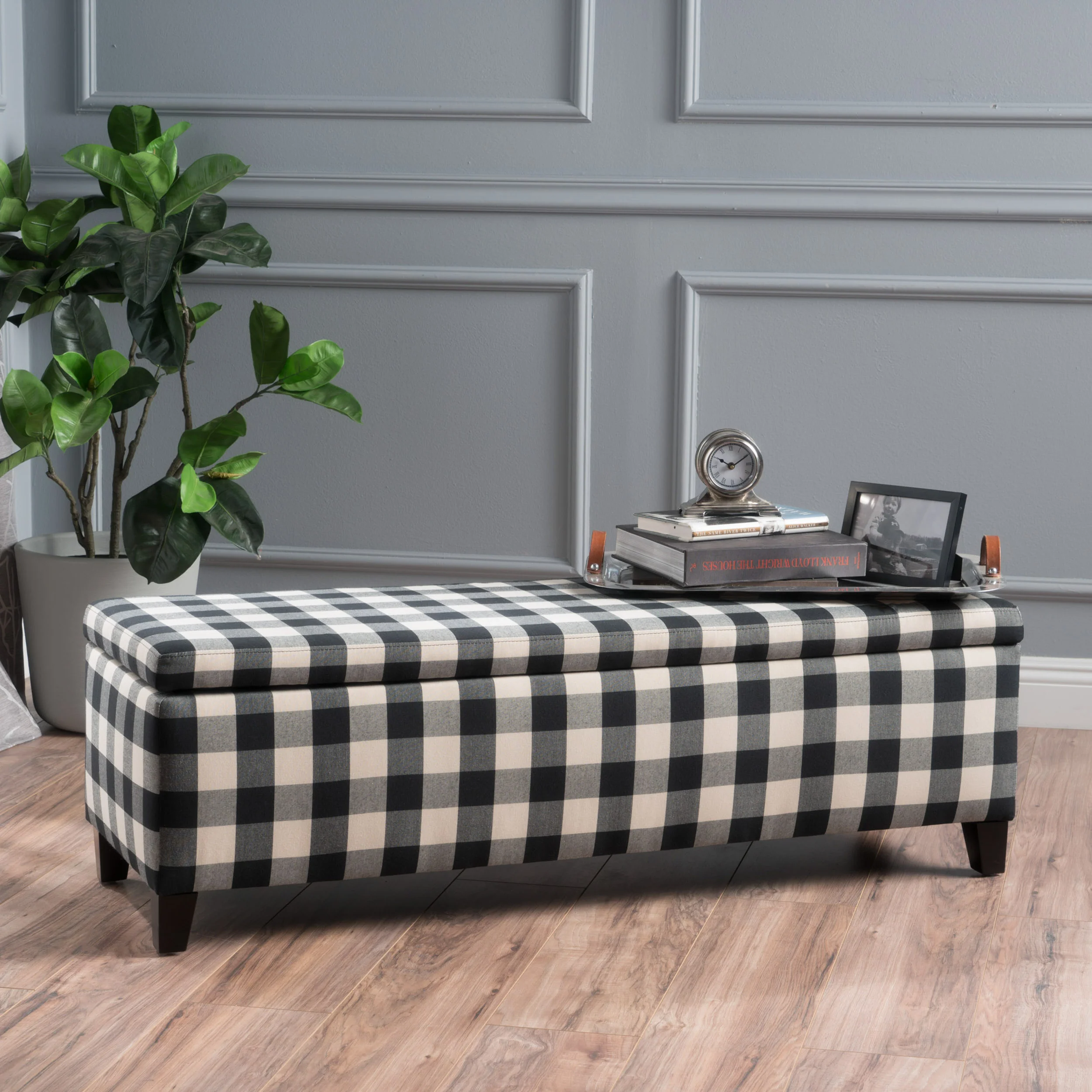 Clor Fabric Rectangle Storage Ottoman Bench - furnishings