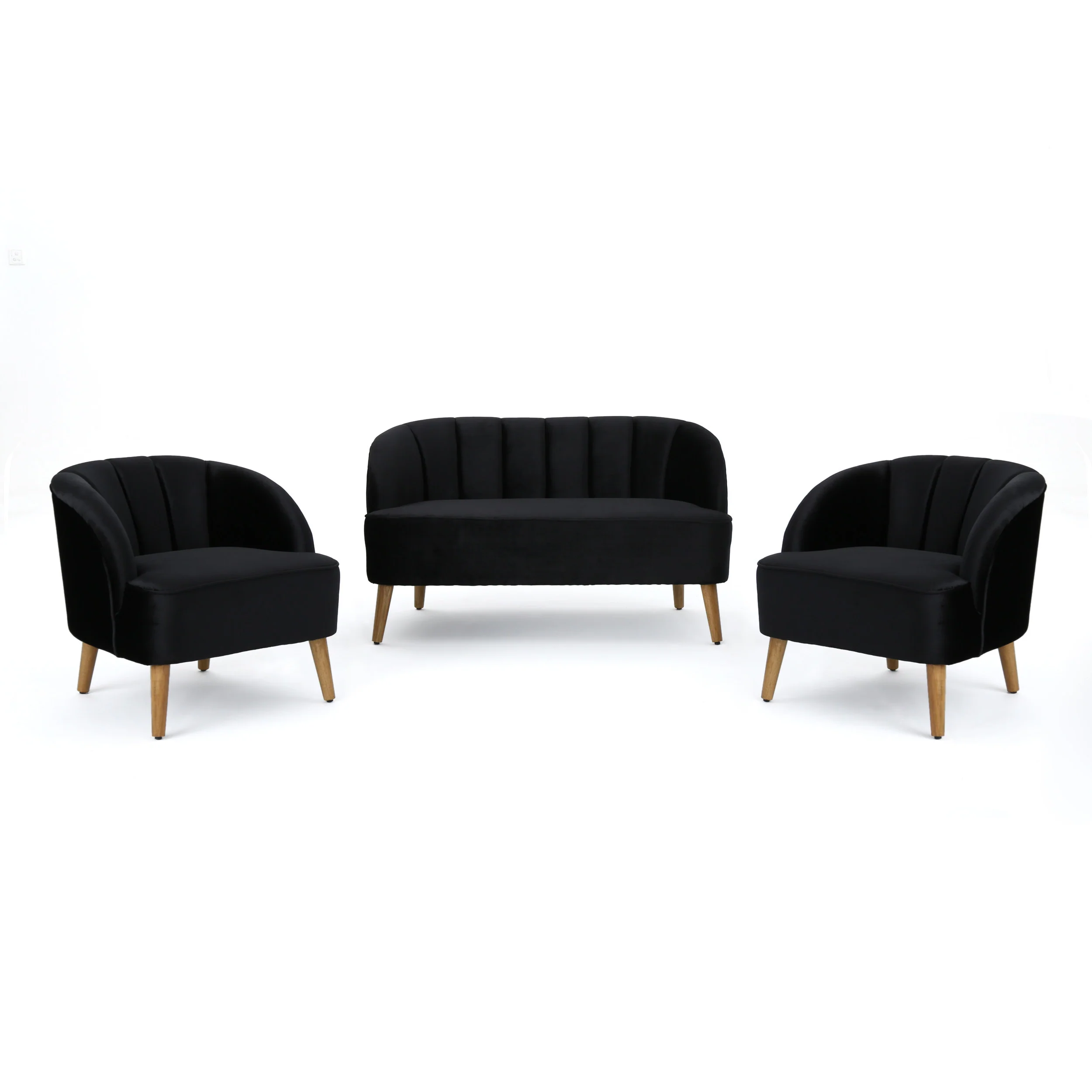 Scarlett Velvet 3-Piece Velvet Chairs & Couch Living Room Set - furnishings