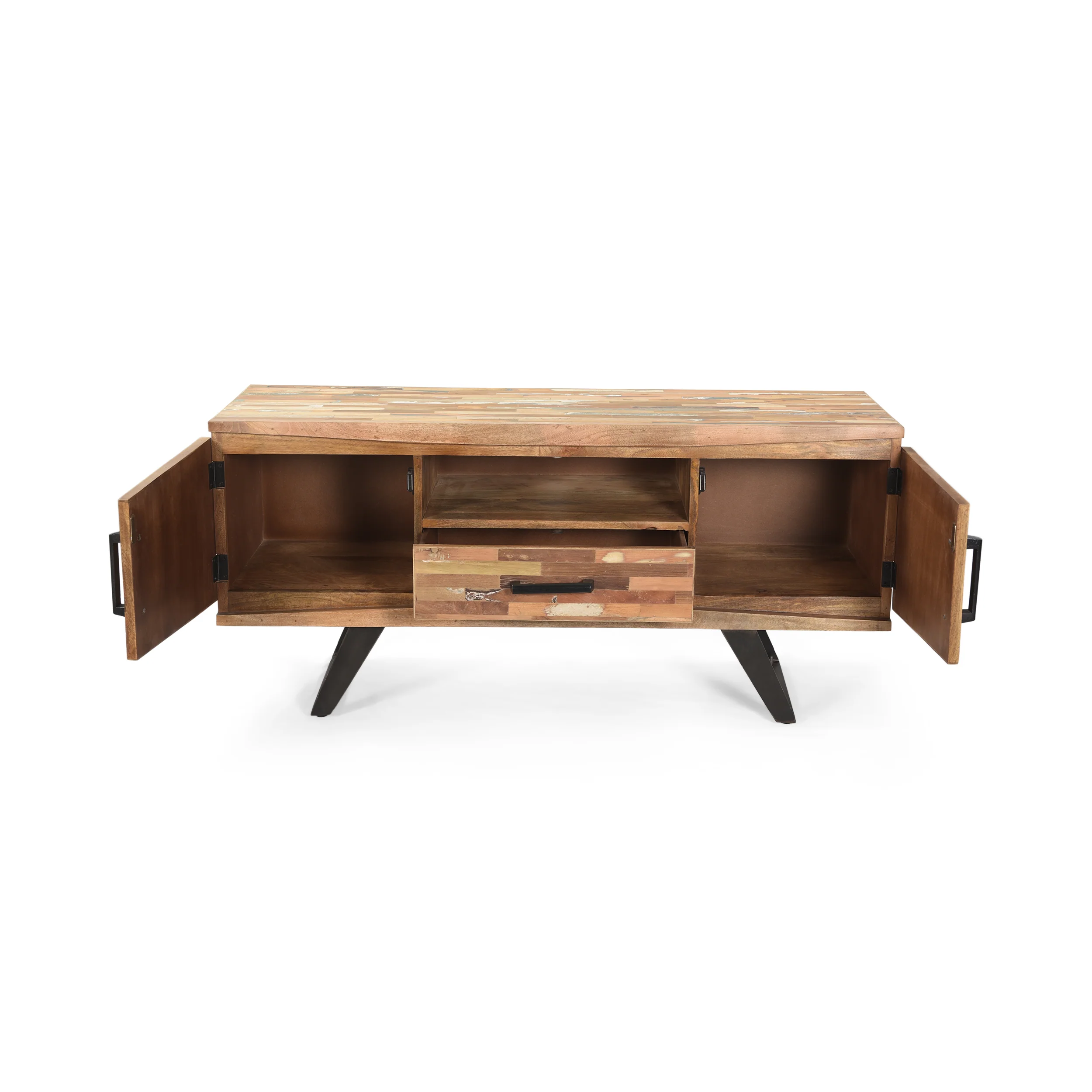 Alithea Handcrafted Boho Reclaimed Wood TV Stand - furnishings