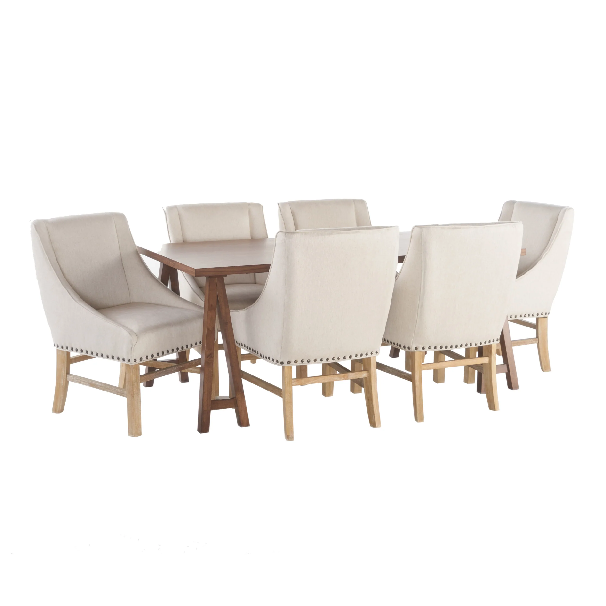 Sabrina Farmhouse 7 Piece Wood Dining Set - furnishings