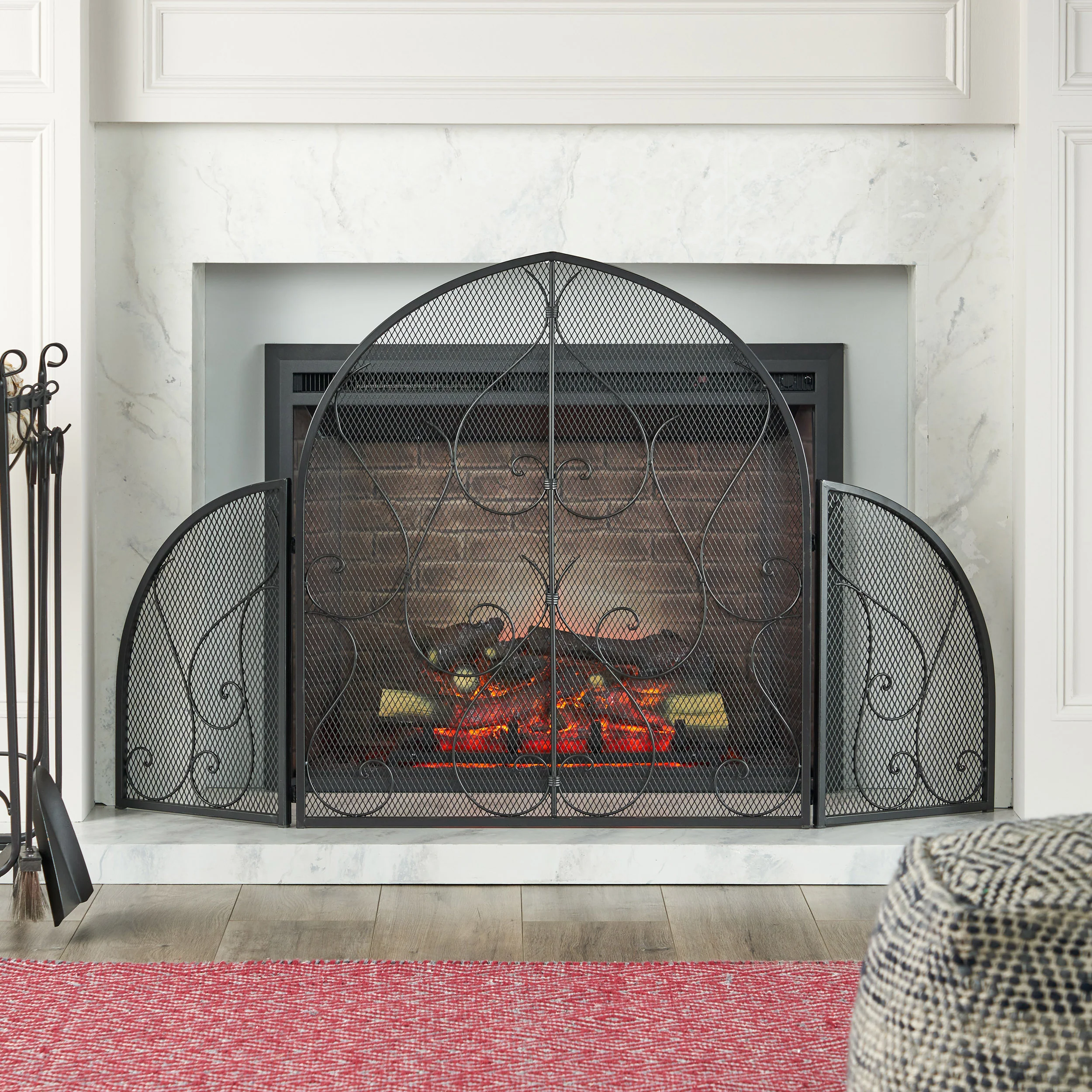 Melik Modern Iron Fireplace Screen - furnishings