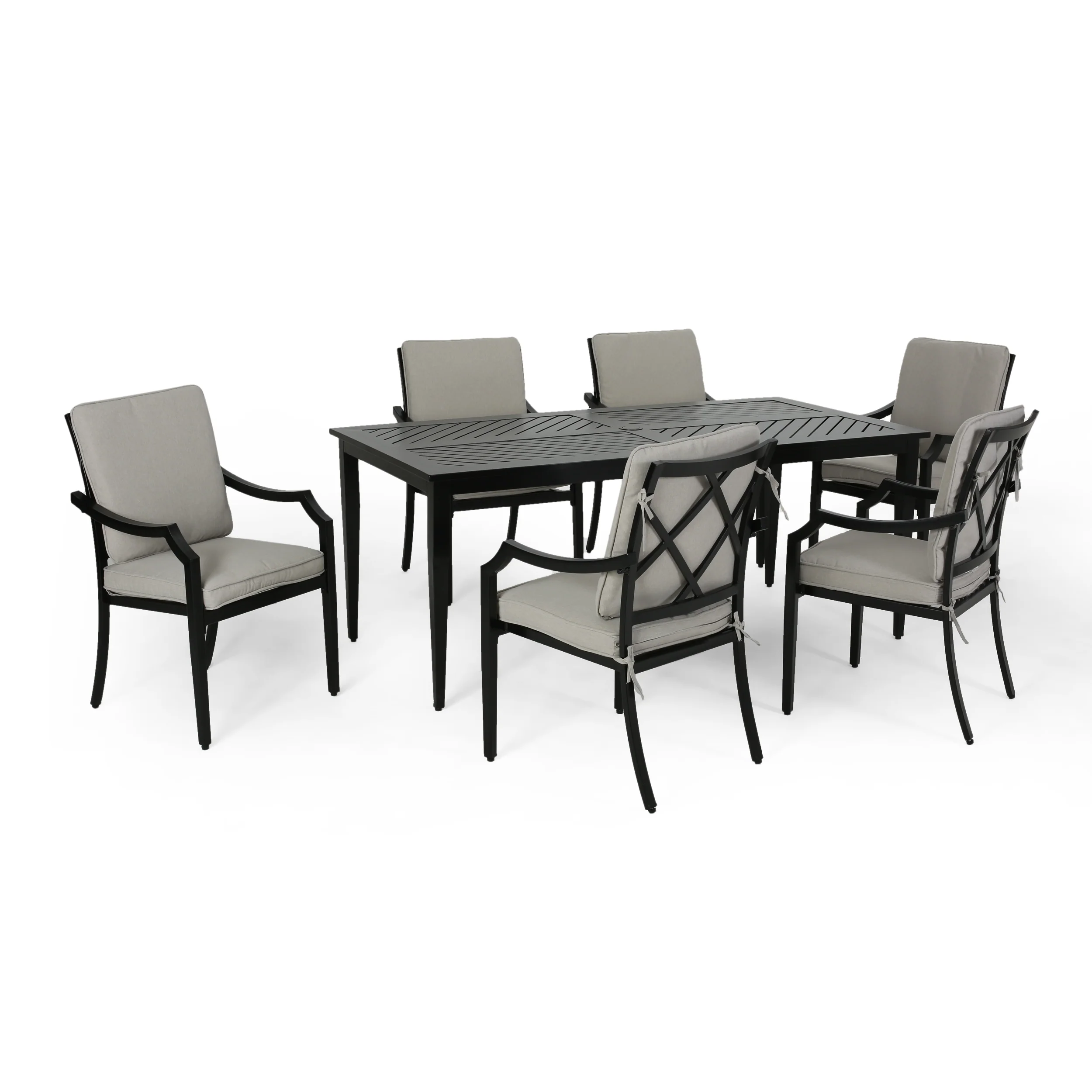 Carlson Diego Outdoor 6 Seater Aluminum Rectangular Dining Set - furnishings