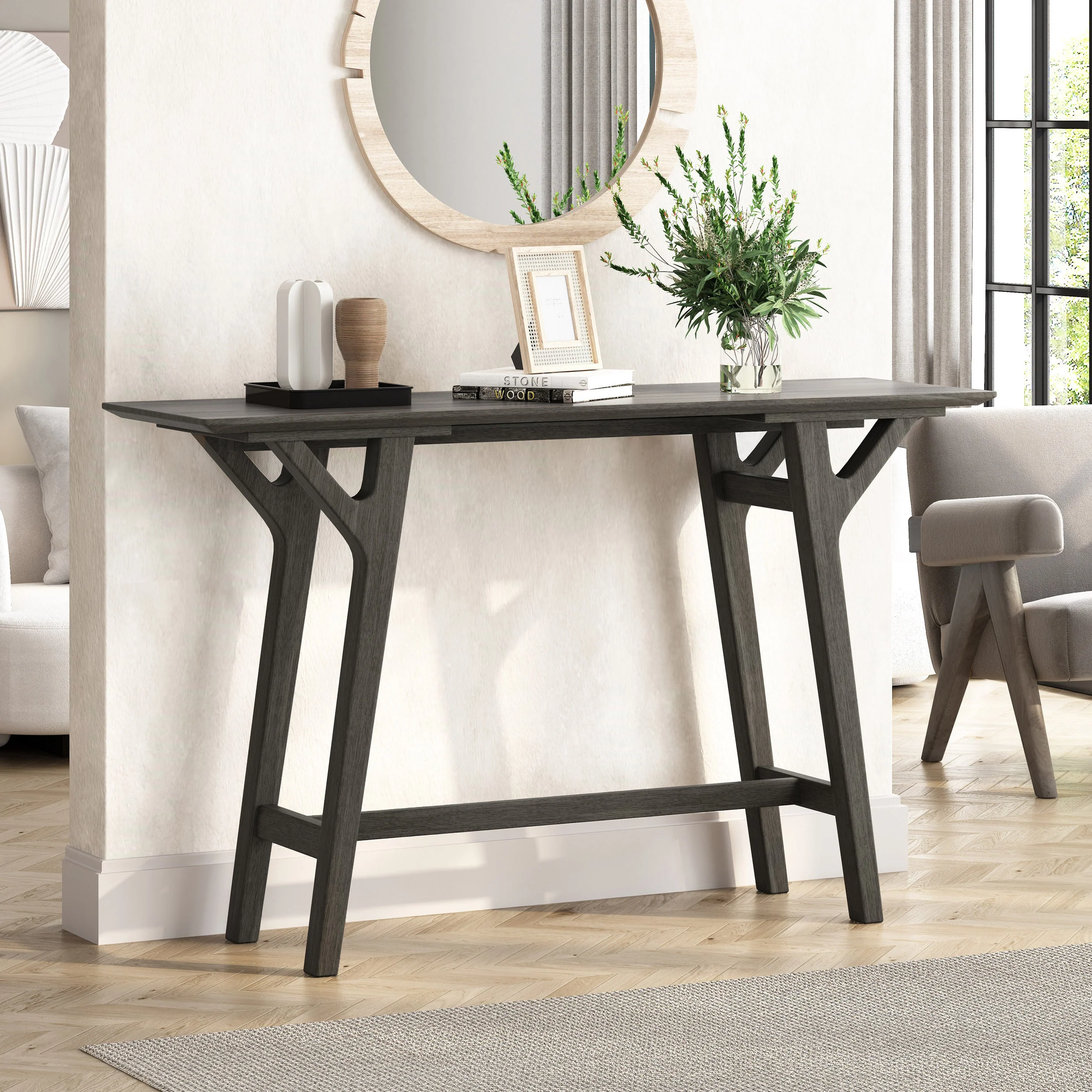Bascom Mid Century Modern Wooden Console Table - furnishings