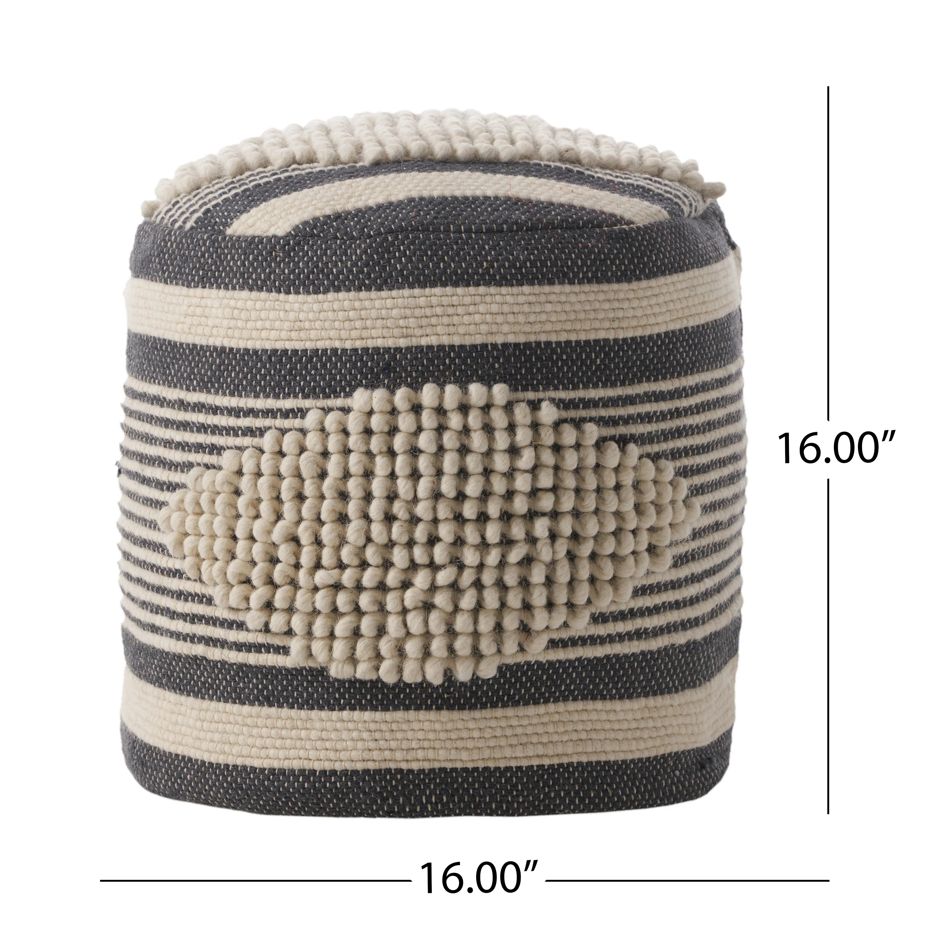 Villard Boho Handcrafted Fabric Cylinder Pouf - furnishings