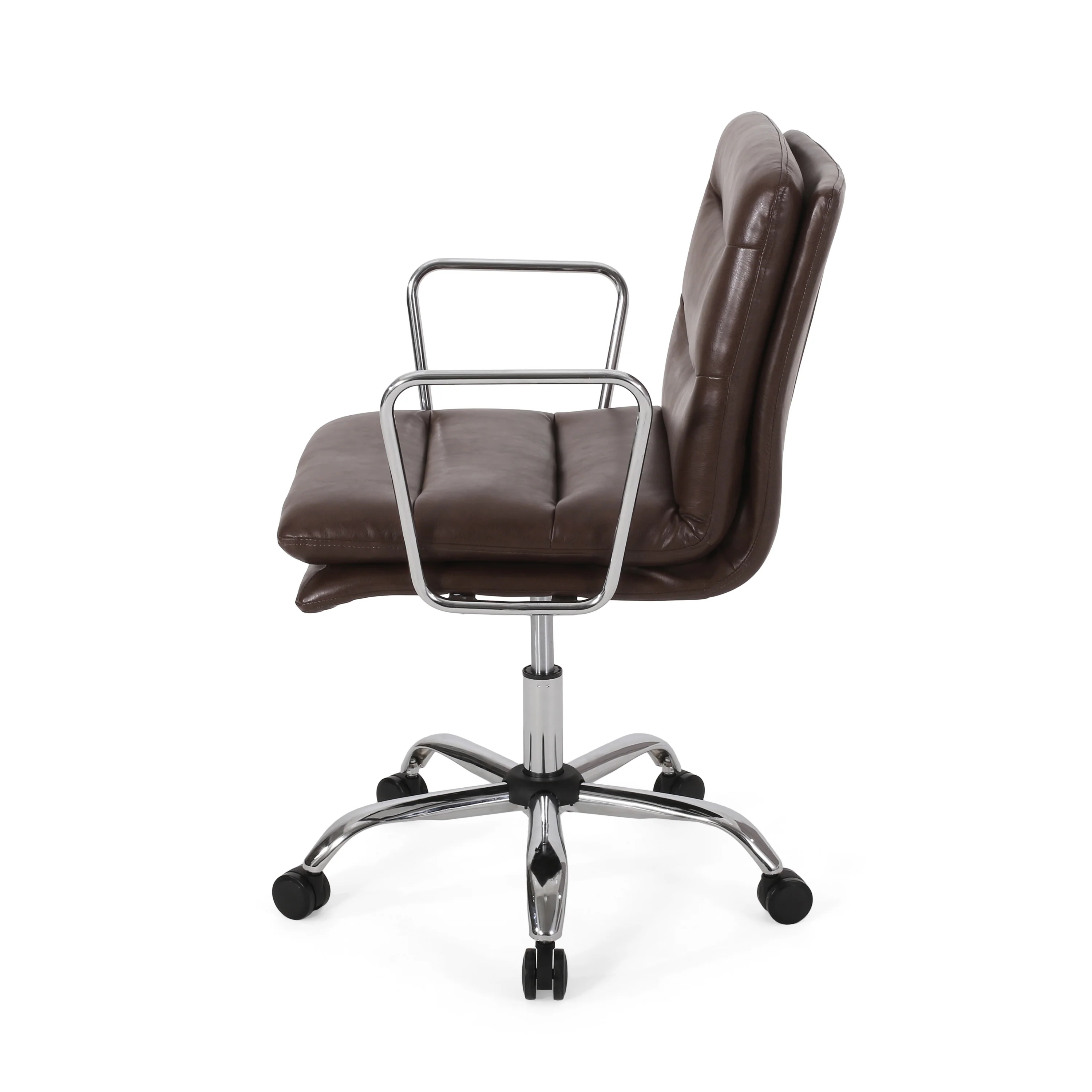 Gould Contemporary Faux Leather Channel Stitch Swivel Office Chair - furnishings