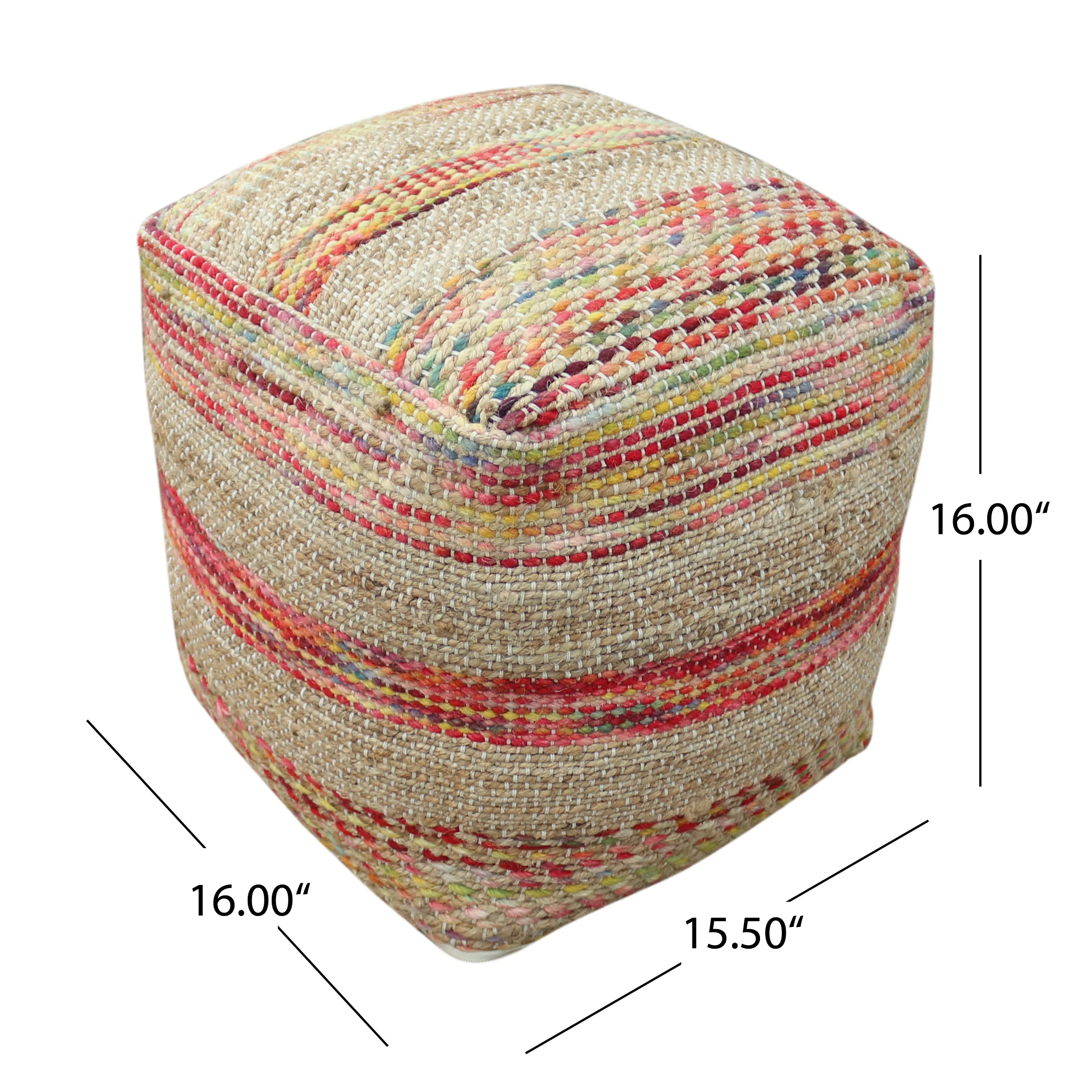 Lola Boho Handcrafted Fabric Cube Pouf - furnishings