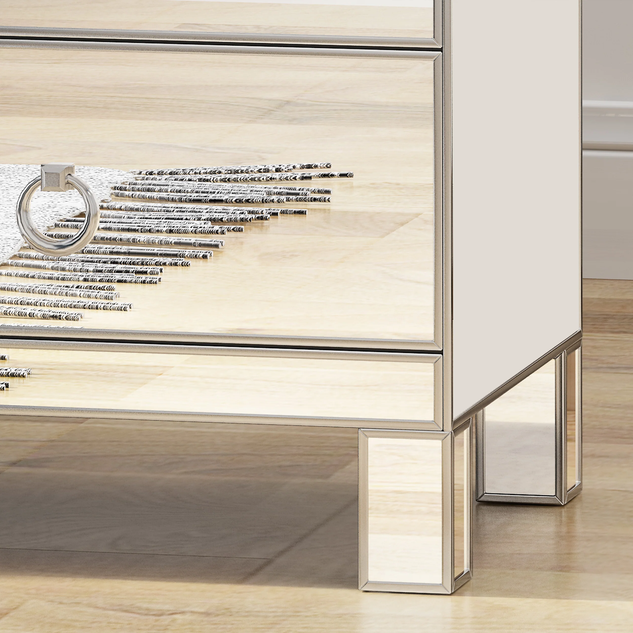Hedy Modern Mirrored 3 Drawer Cabinet - furnishings