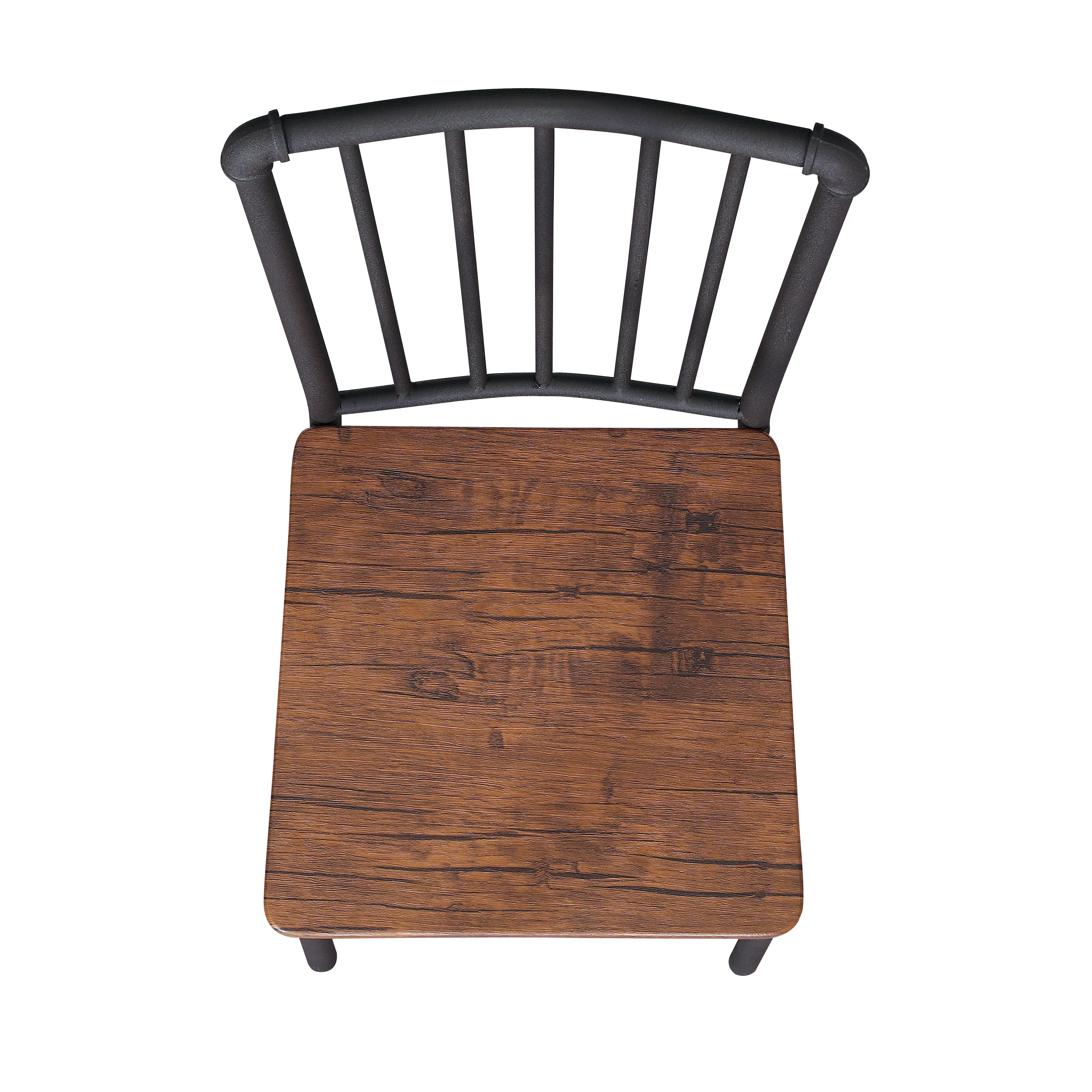 Lucas Industrial Textured Brown Steel and Wood Finished Chairs (Set of 2) - furnishings