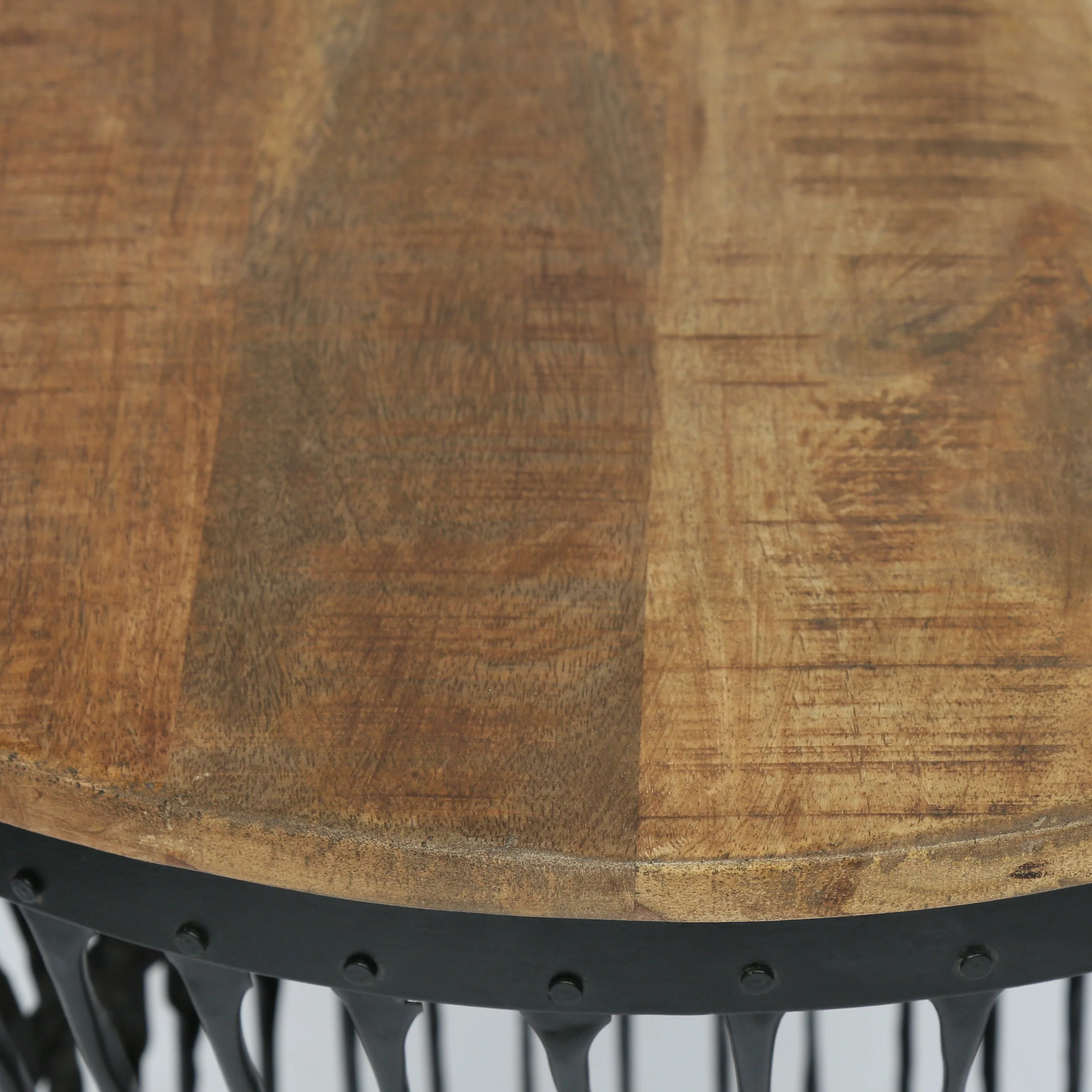 Tiro Modern Industrial Handcrafted Mango Wood Side Table, Natural and Black - furnishings