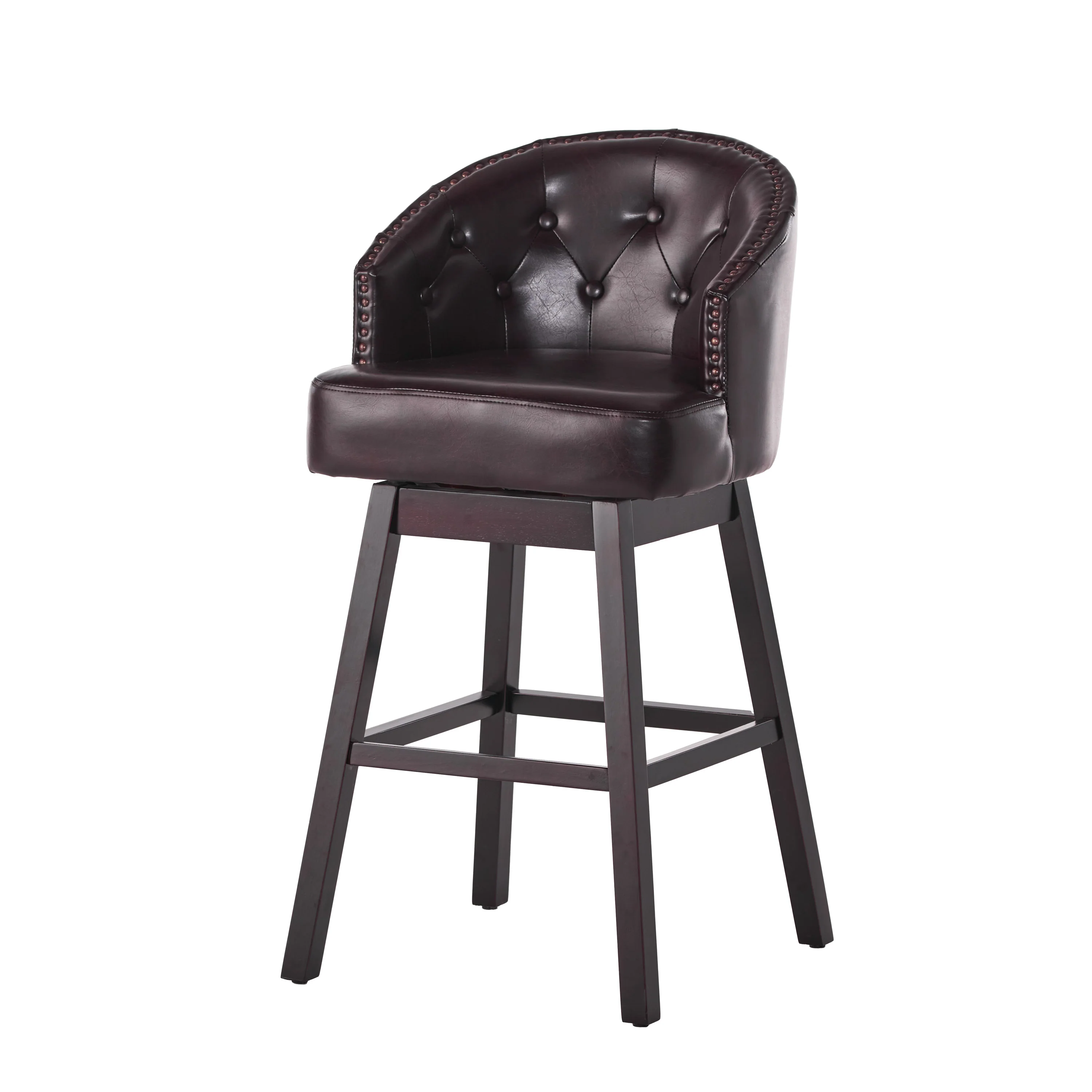 Westman 30-Inch Brown Leather Swivel Backed Barstool (Set of 2) - furnishings