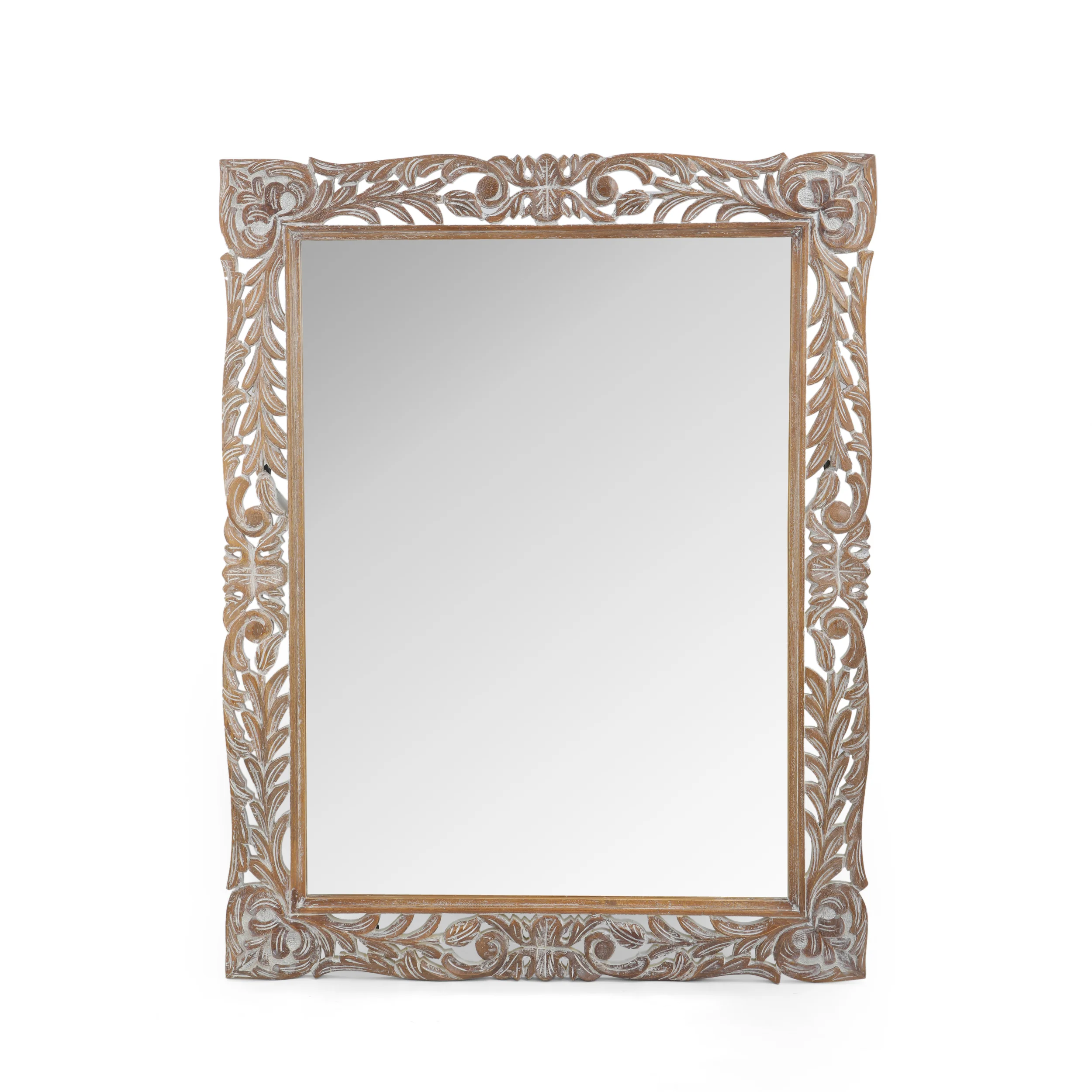 Paula Traditional Mirror with Floral Carved Frame - furnishings