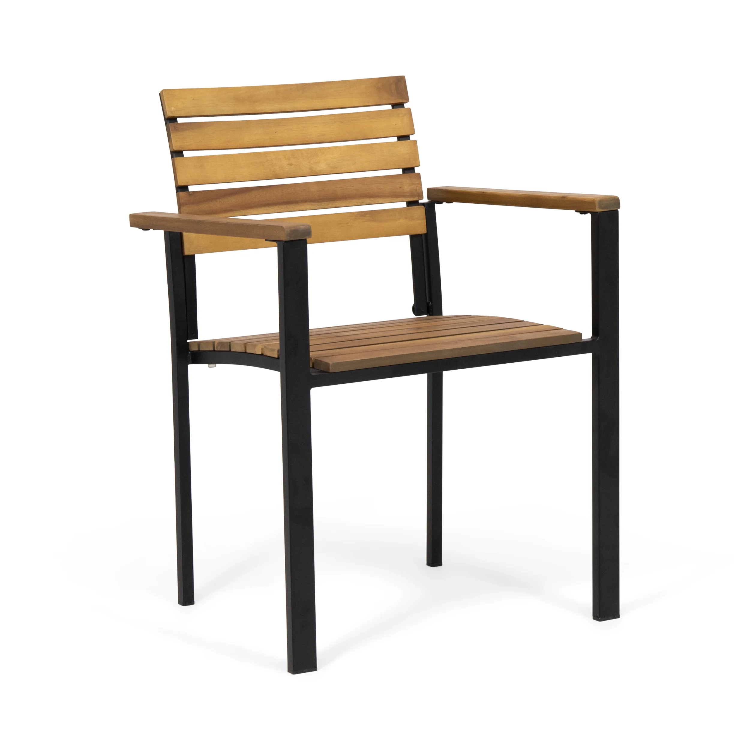 Zhyair Outdoor Modern Industrial 7 Piece Acacia Wood Dining Set - furnishings