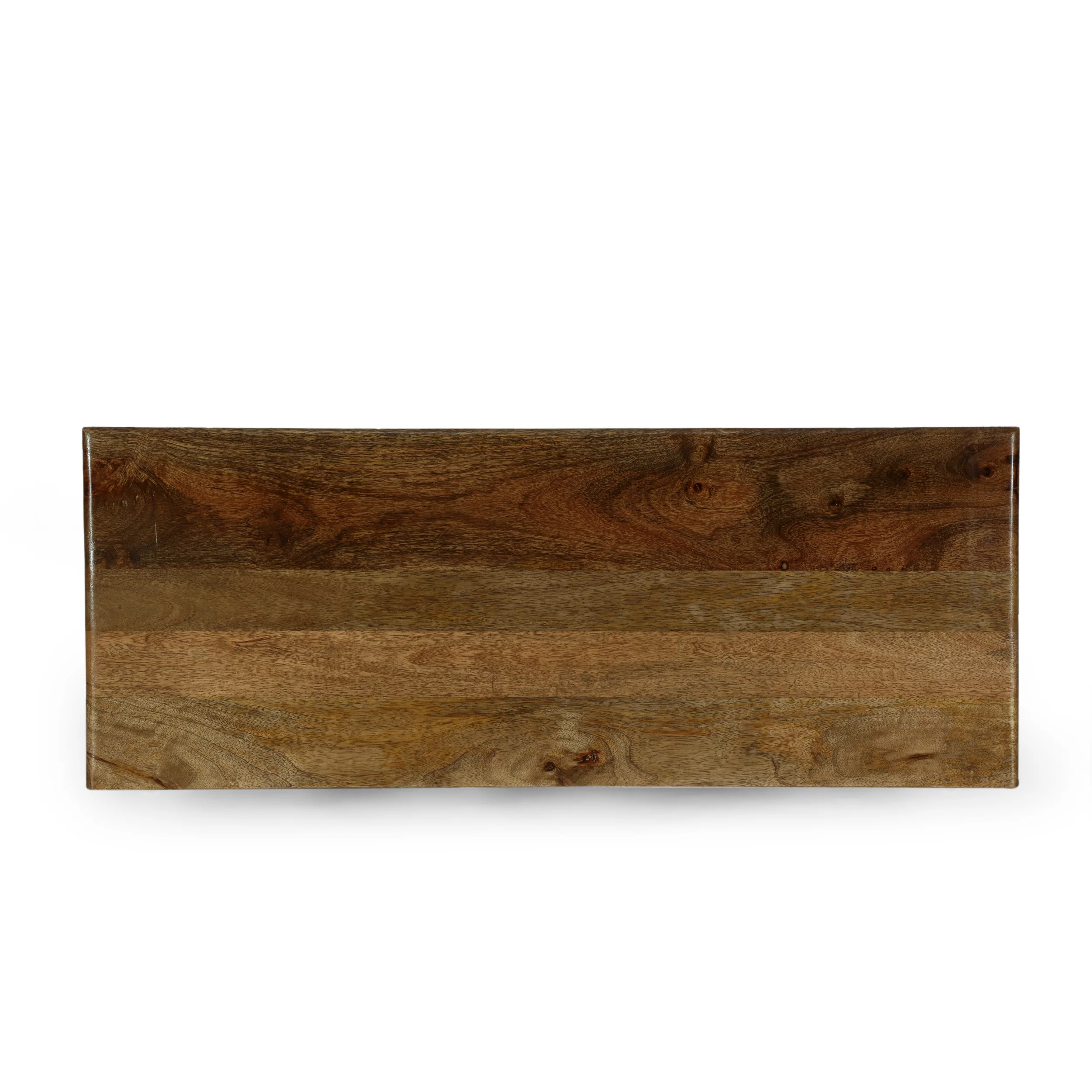 Toccoa Boho Handcrafted Mango Wood Bookcase, Walnut and Distressed White - furnishings