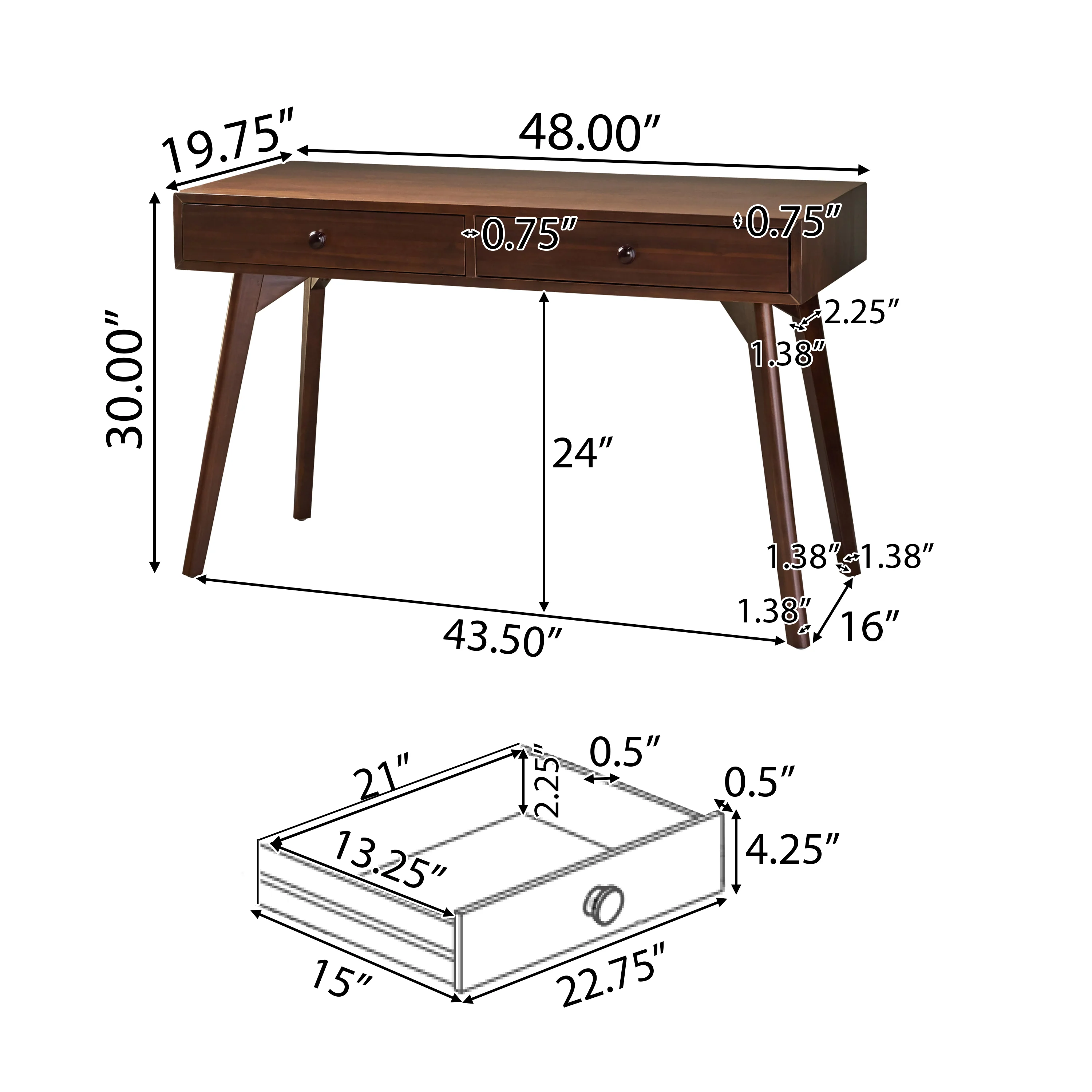 Jushwo Walnut Finished Acacia Wood Console Table - furnishings