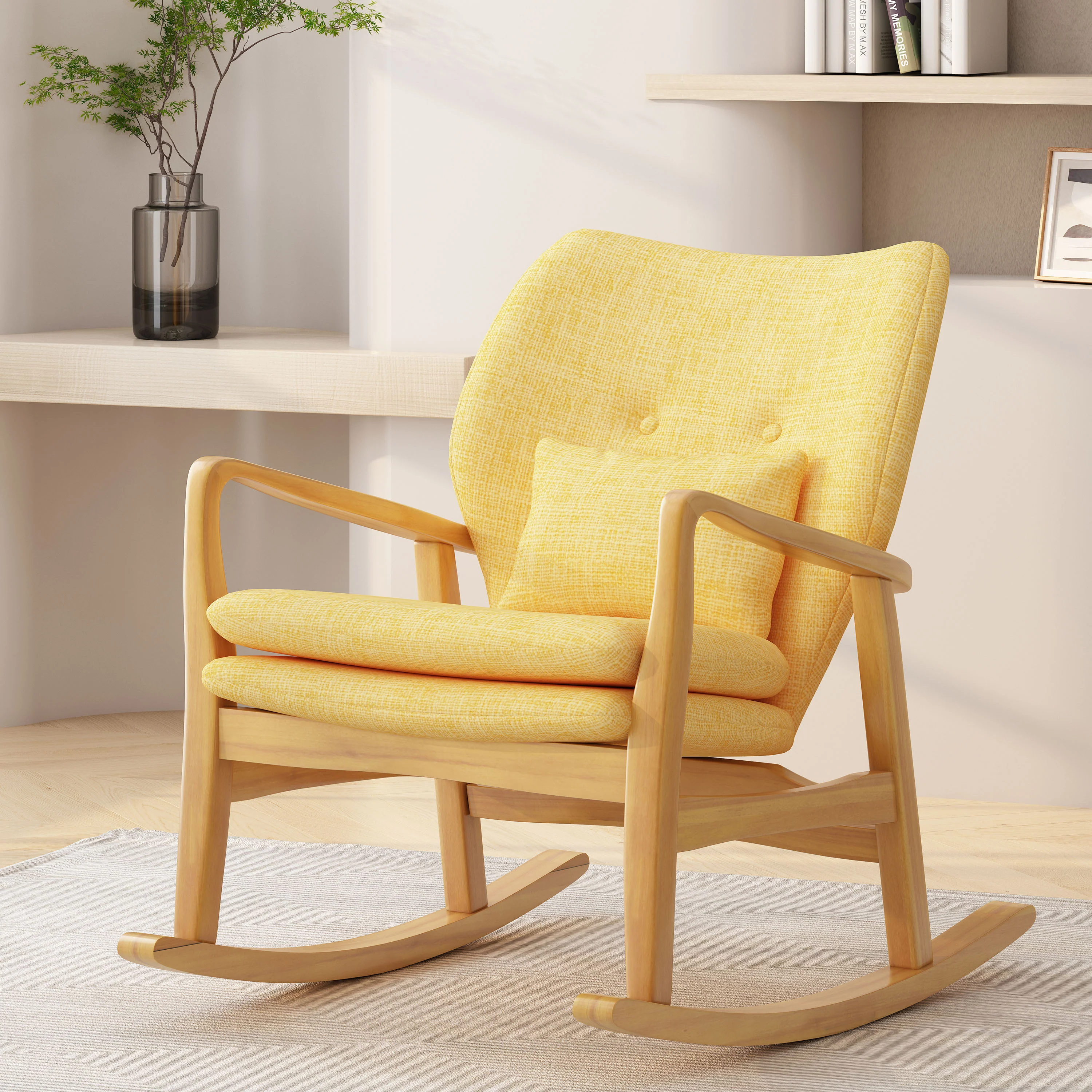 Balen Mid Century Modern Fabric Rocking Chair - furnishings