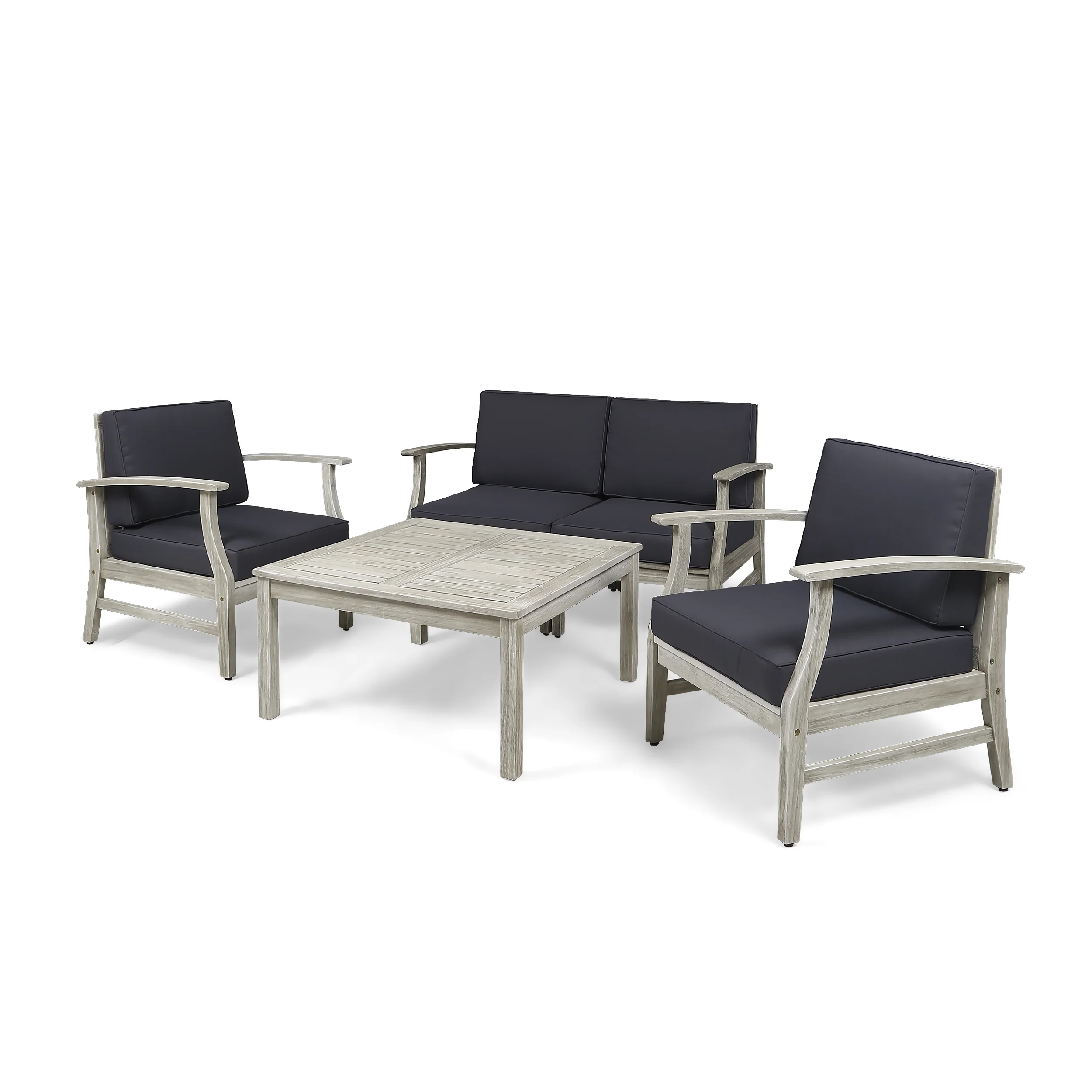 Lorelei Outdoor 5 Piece Acacia Wood Chat Set - furnishings
